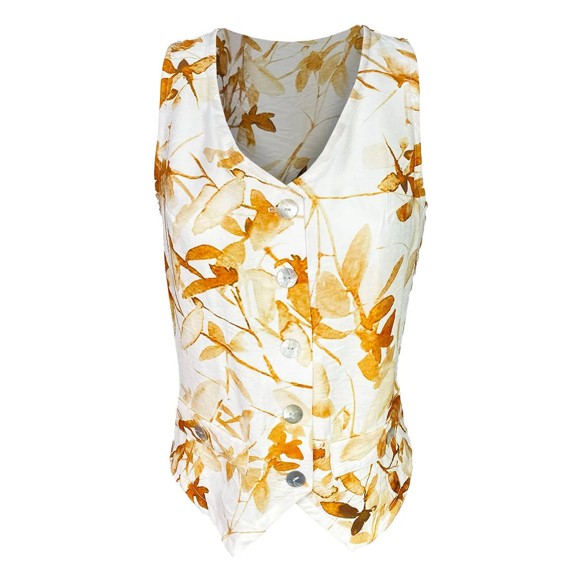 2813100854 Organic Watercolor Vest and Pants Set Leaves