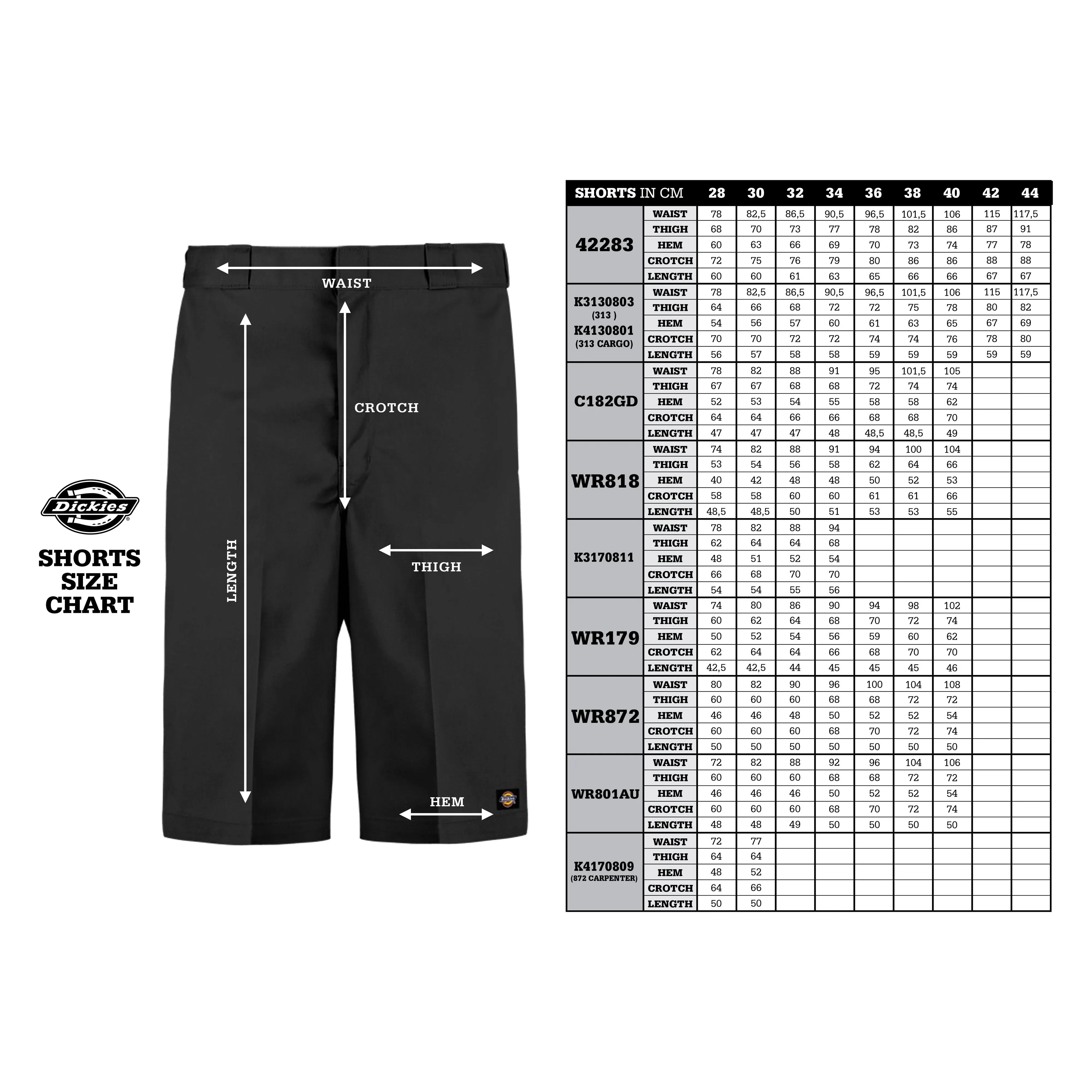 42283 13" Loose Fit Mens Work Shorts Black