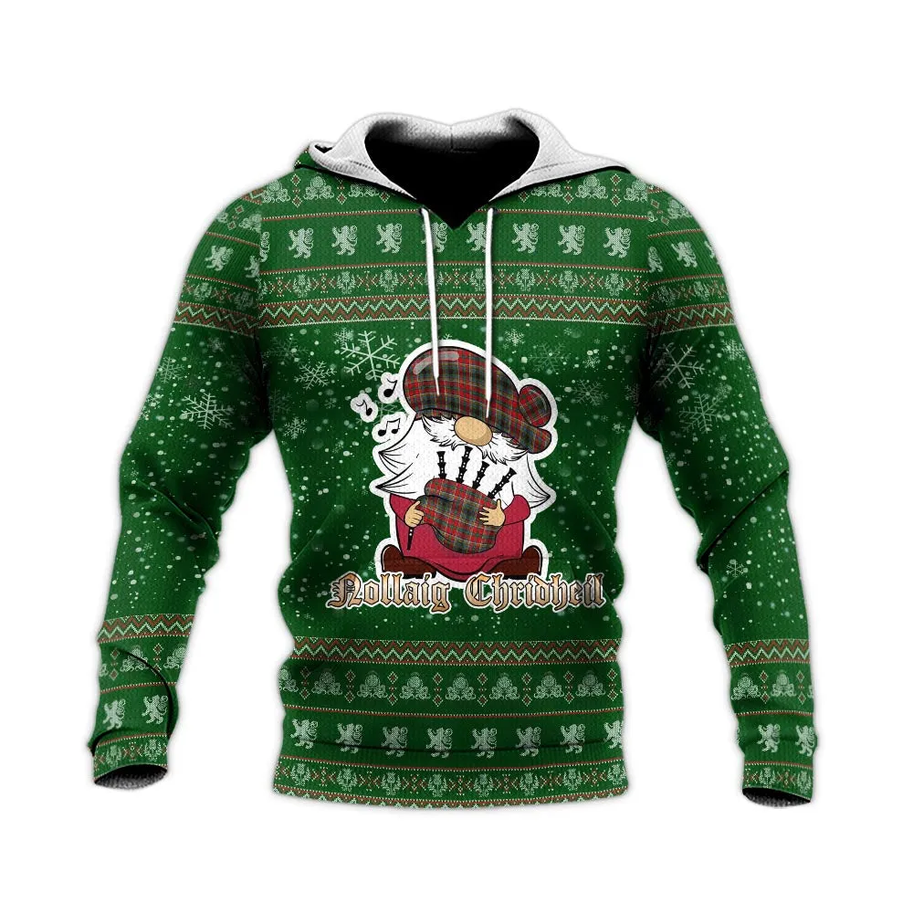 Anderson of Arbrake Clan Christmas Knitted Hoodie with Funny Gnome Playing Bagpipes