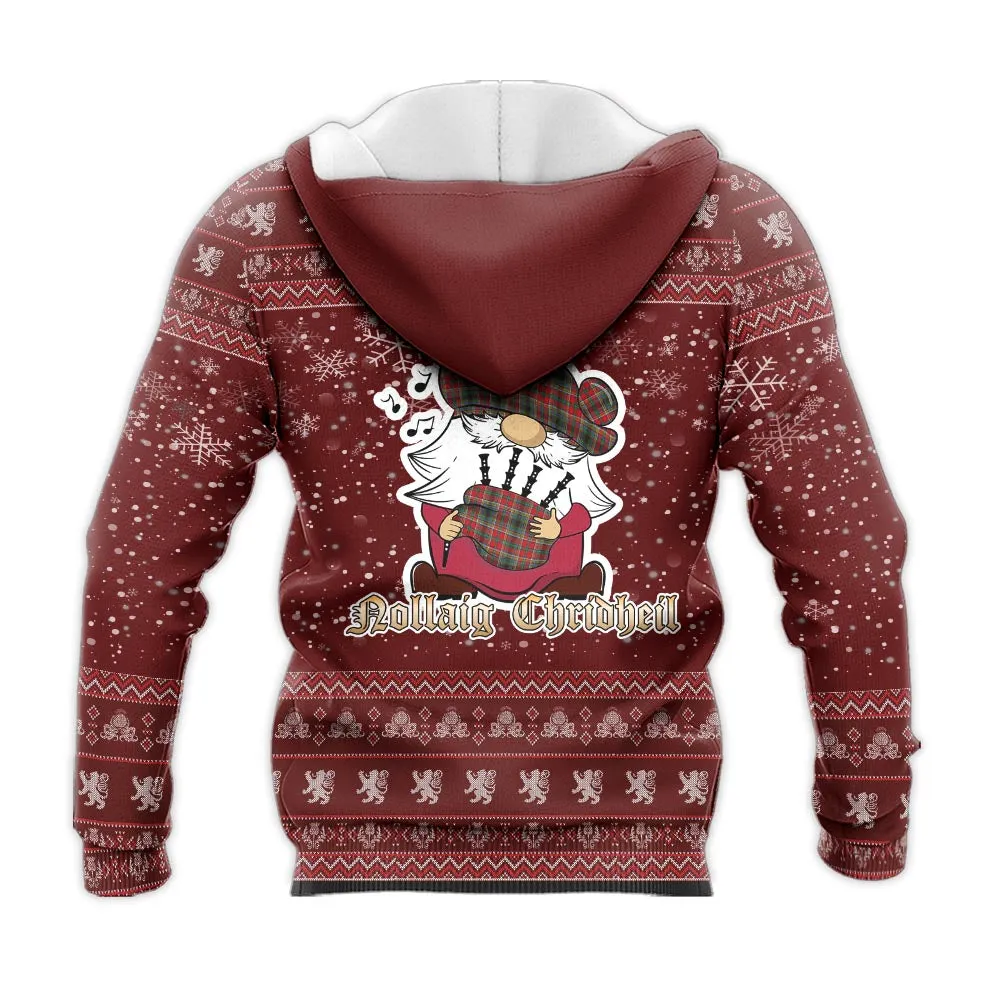 Anderson of Arbrake Clan Christmas Knitted Hoodie with Funny Gnome Playing Bagpipes