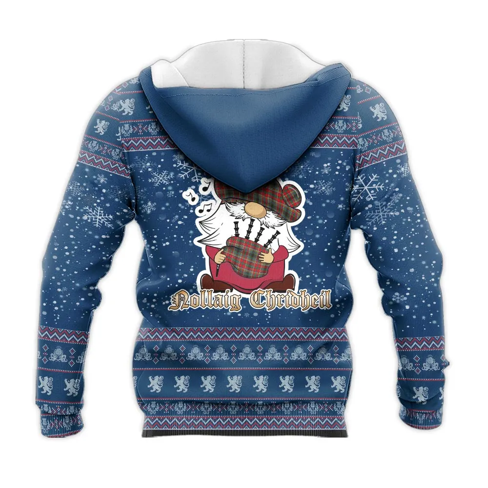 Anderson of Arbrake Clan Christmas Knitted Hoodie with Funny Gnome Playing Bagpipes