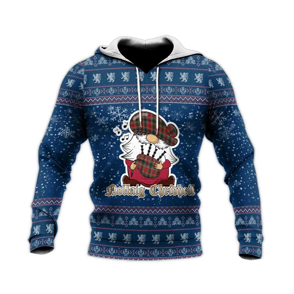 Anderson of Arbrake Clan Christmas Knitted Hoodie with Funny Gnome Playing Bagpipes