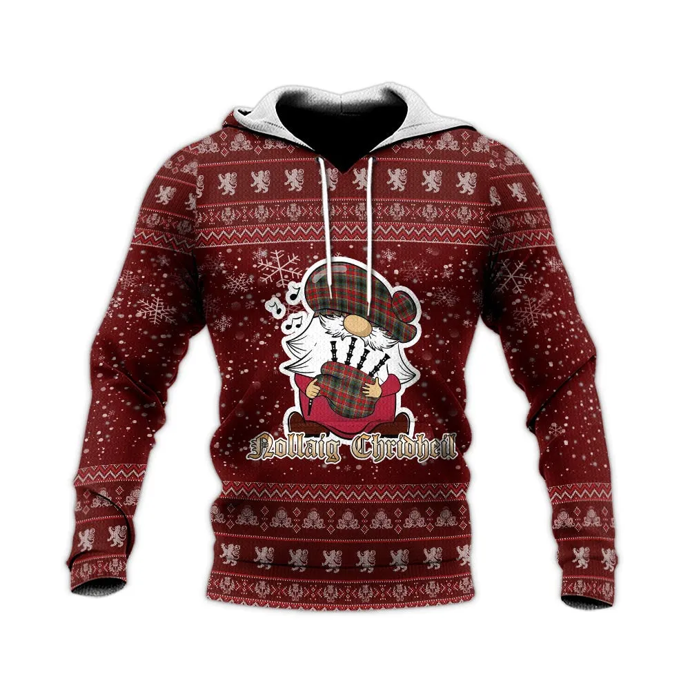Anderson of Arbrake Clan Christmas Knitted Hoodie with Funny Gnome Playing Bagpipes