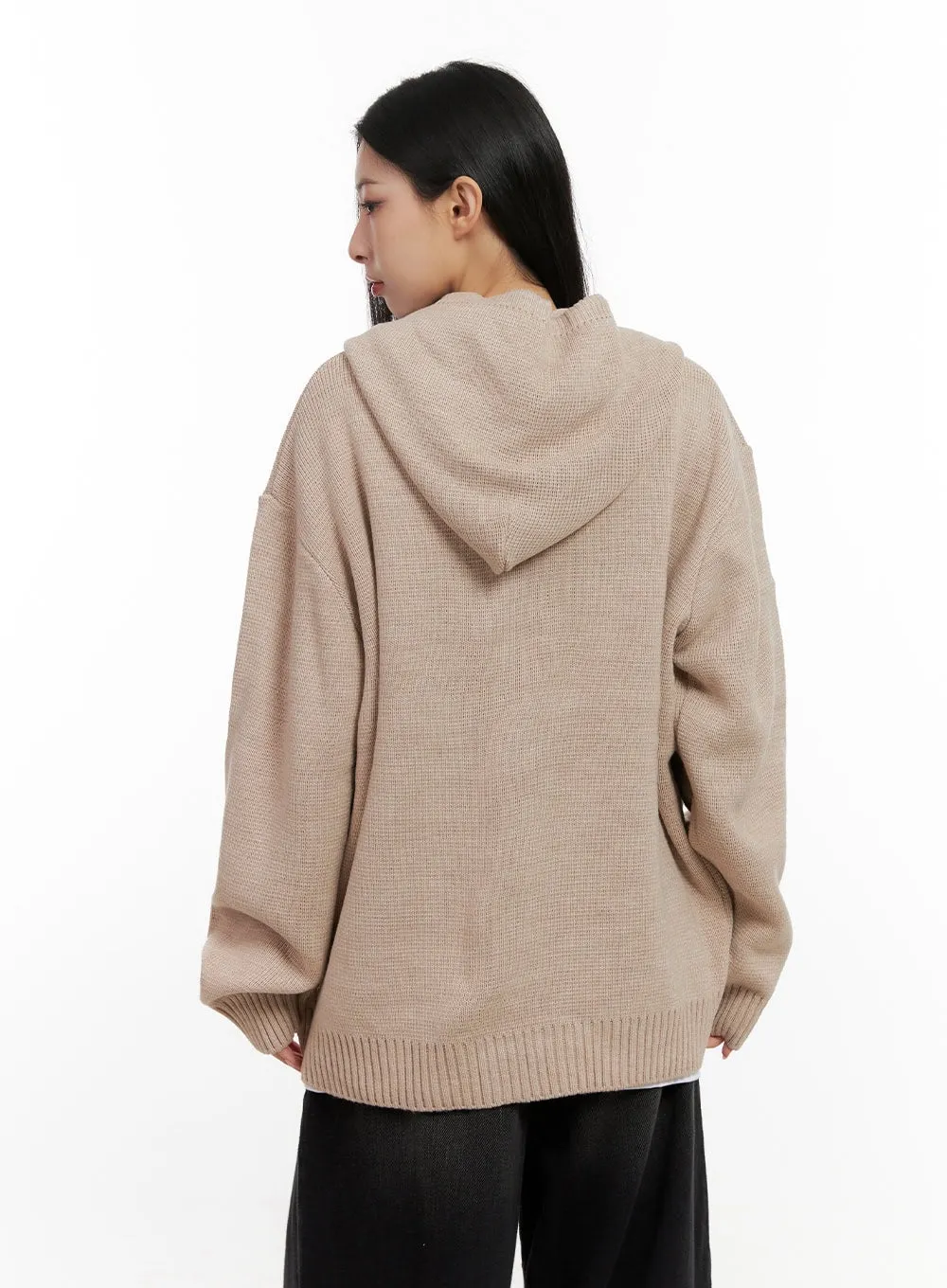 Buttoned Loose-Fit Hooded Cardigan CN416