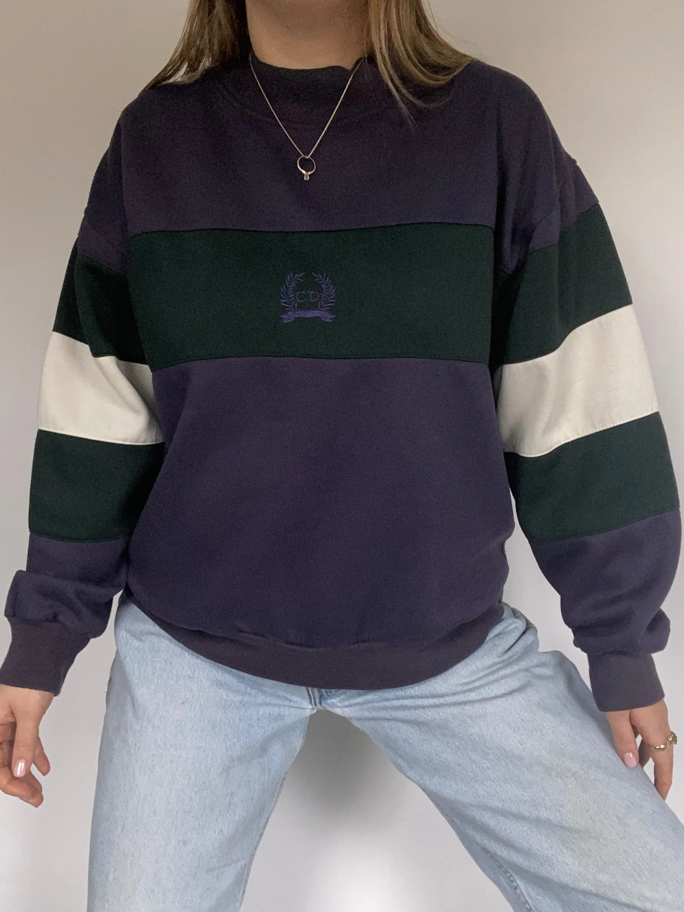 Christian Dior Color Block Pullover Sweatshirt Size M