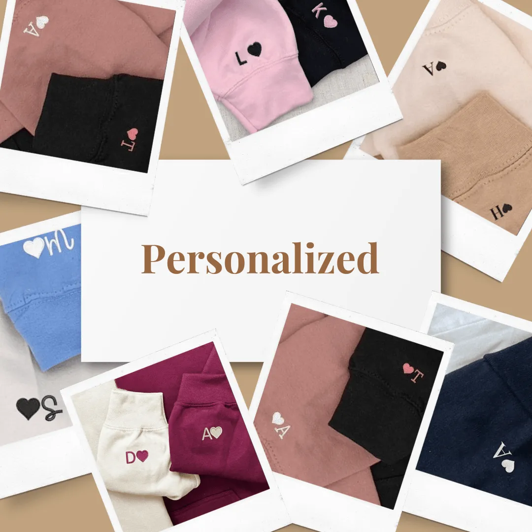 Custom Embroidered Matching Lovely Otter Couple Hoodies - Matching Sweatshirts For Couples