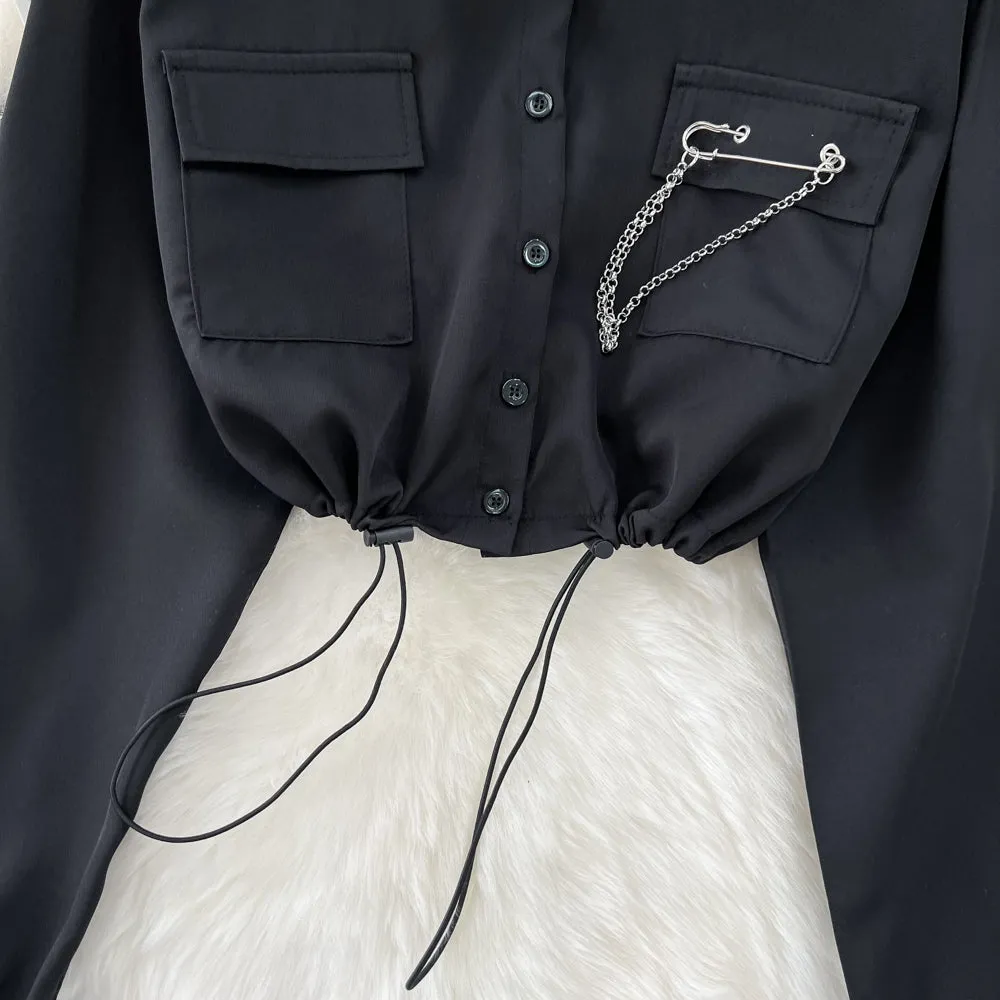 Drawstring Shirt&Trousers Chic 2Pcs