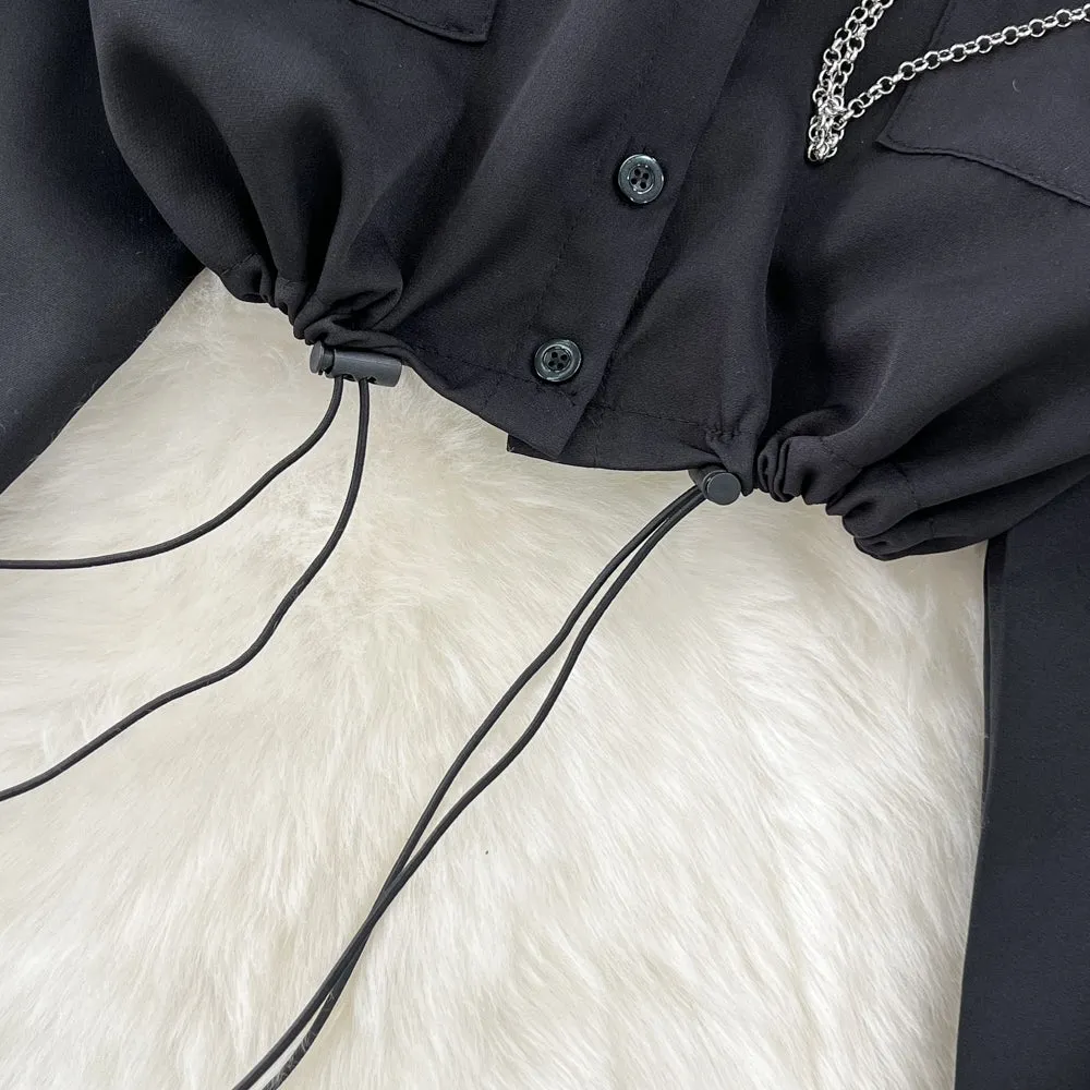 Drawstring Shirt&Trousers Chic 2Pcs