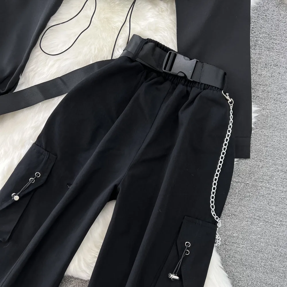 Drawstring Shirt&Trousers Chic 2Pcs