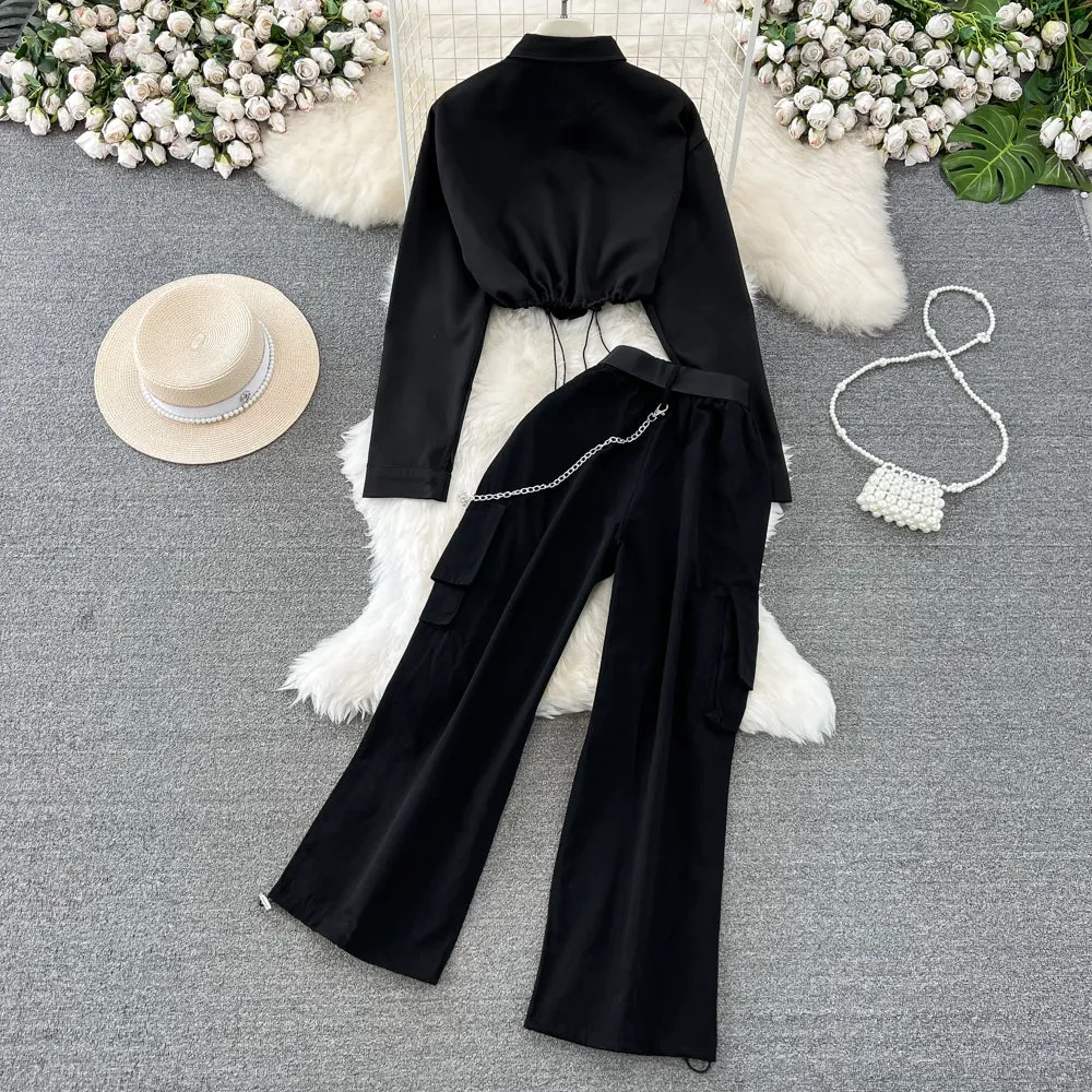 Drawstring Shirt&Trousers Chic 2Pcs