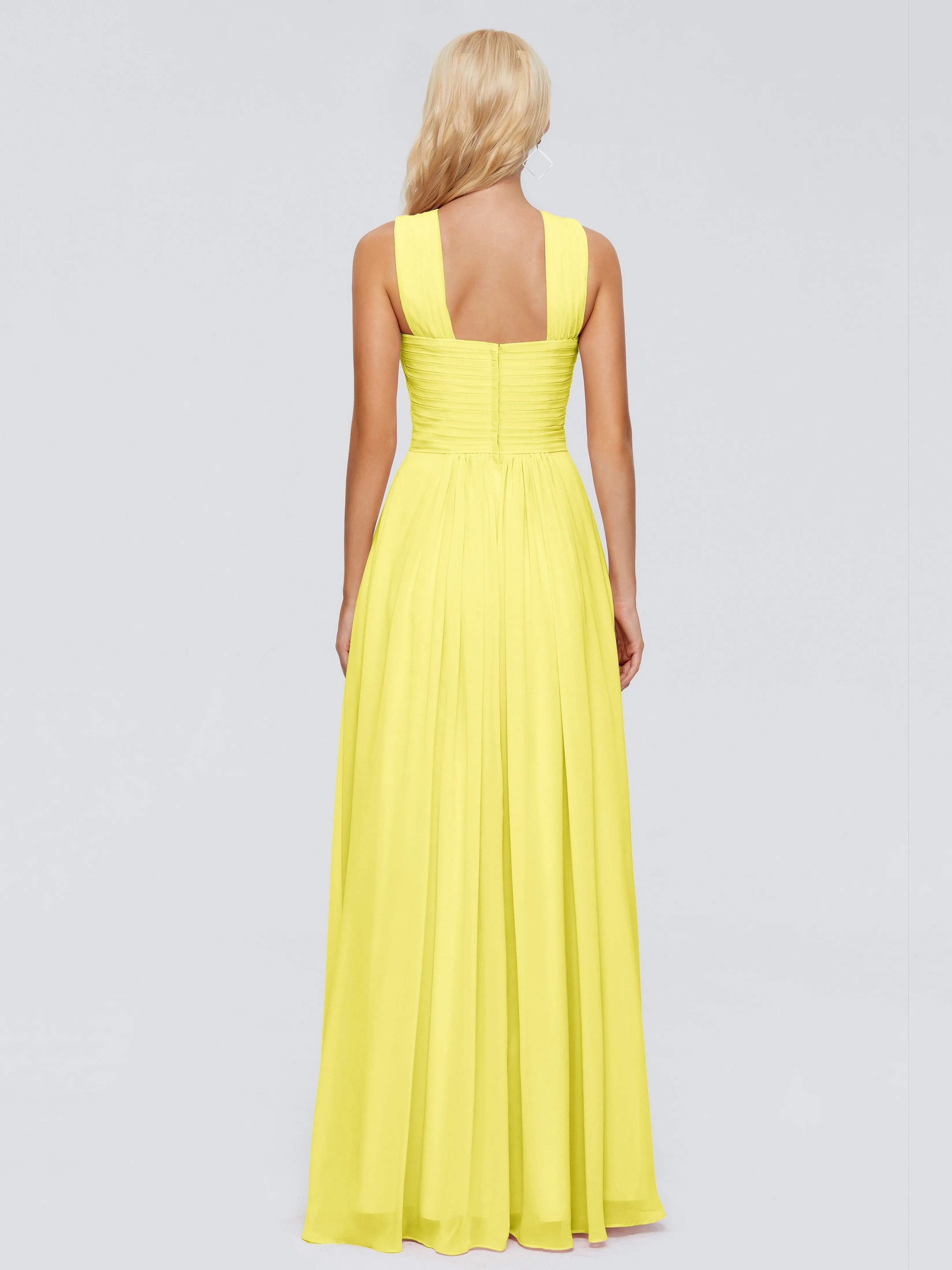 Lemon Bridesmaid Dresses Aliyah Charming A-Line Straps Chiffon Bridesmaid Dresses