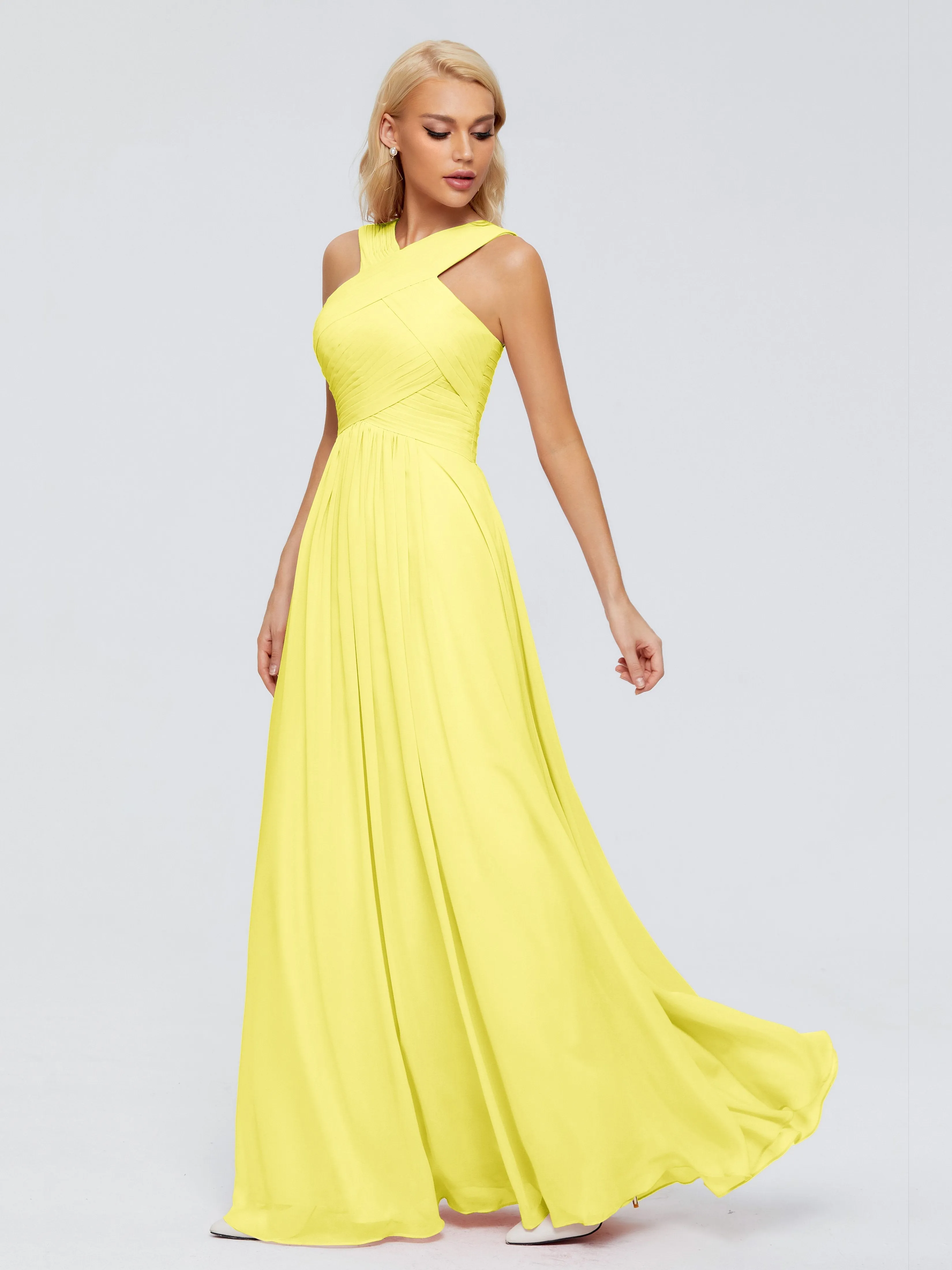 Lemon Bridesmaid Dresses Aliyah Charming A-Line Straps Chiffon Bridesmaid Dresses