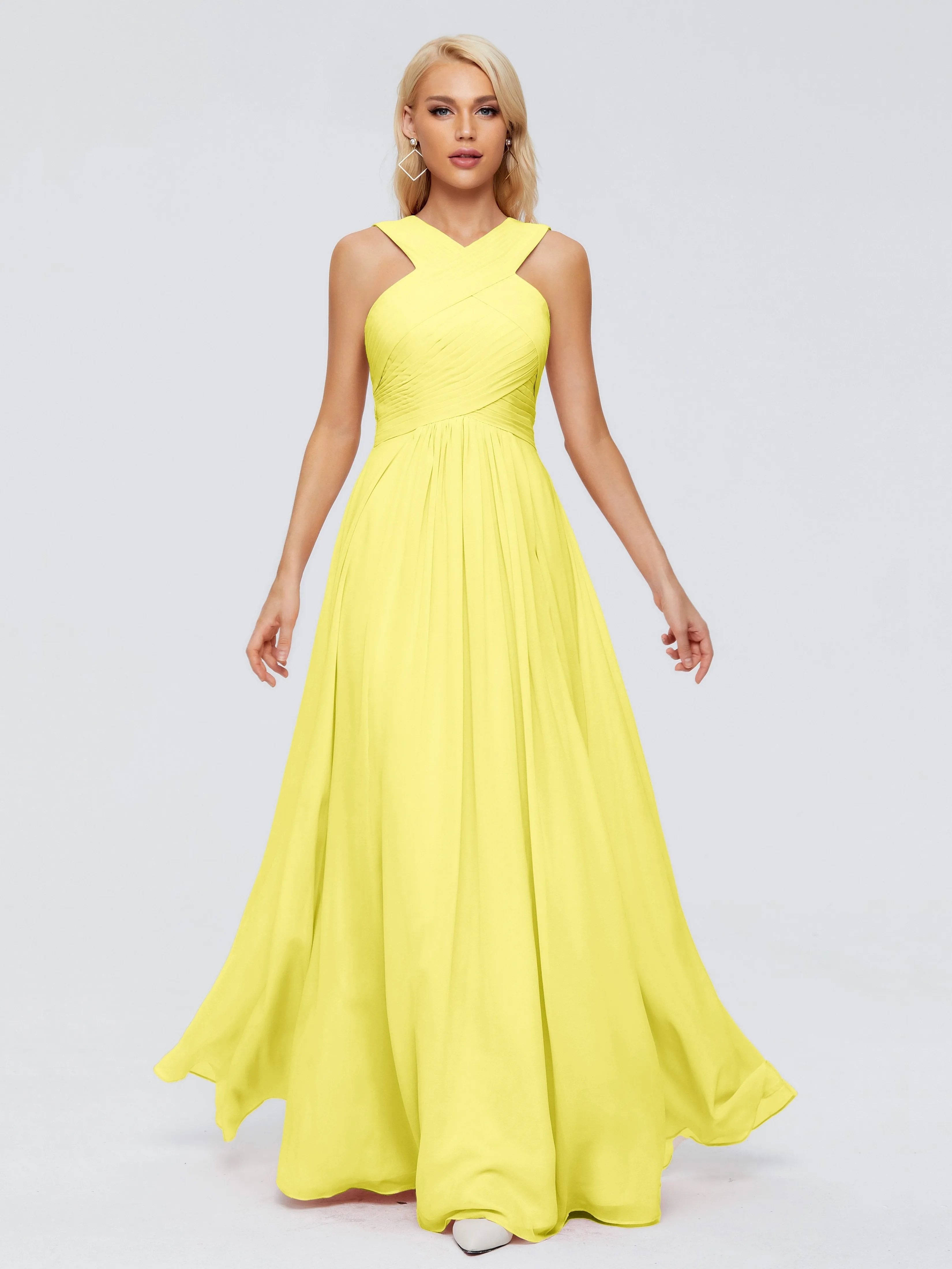 Lemon Bridesmaid Dresses Aliyah Charming A-Line Straps Chiffon Bridesmaid Dresses