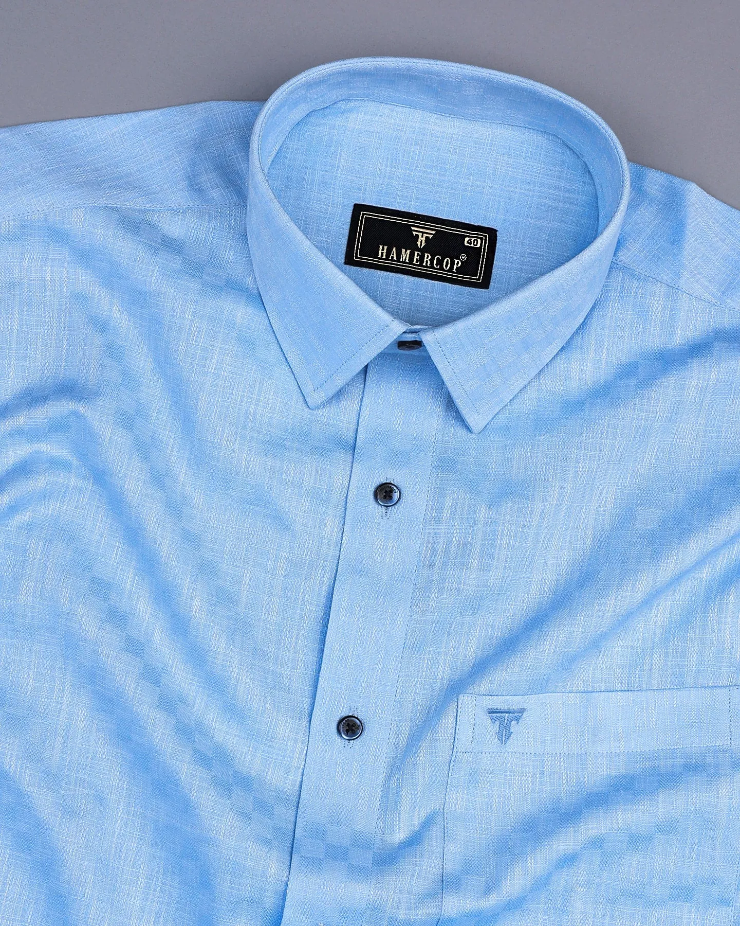 Liza SkyBlue Amsler Dobby Cotton Solid Shirt