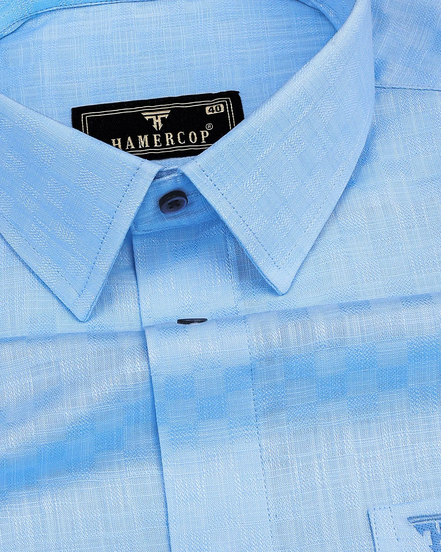 Liza SkyBlue Amsler Dobby Cotton Solid Shirt