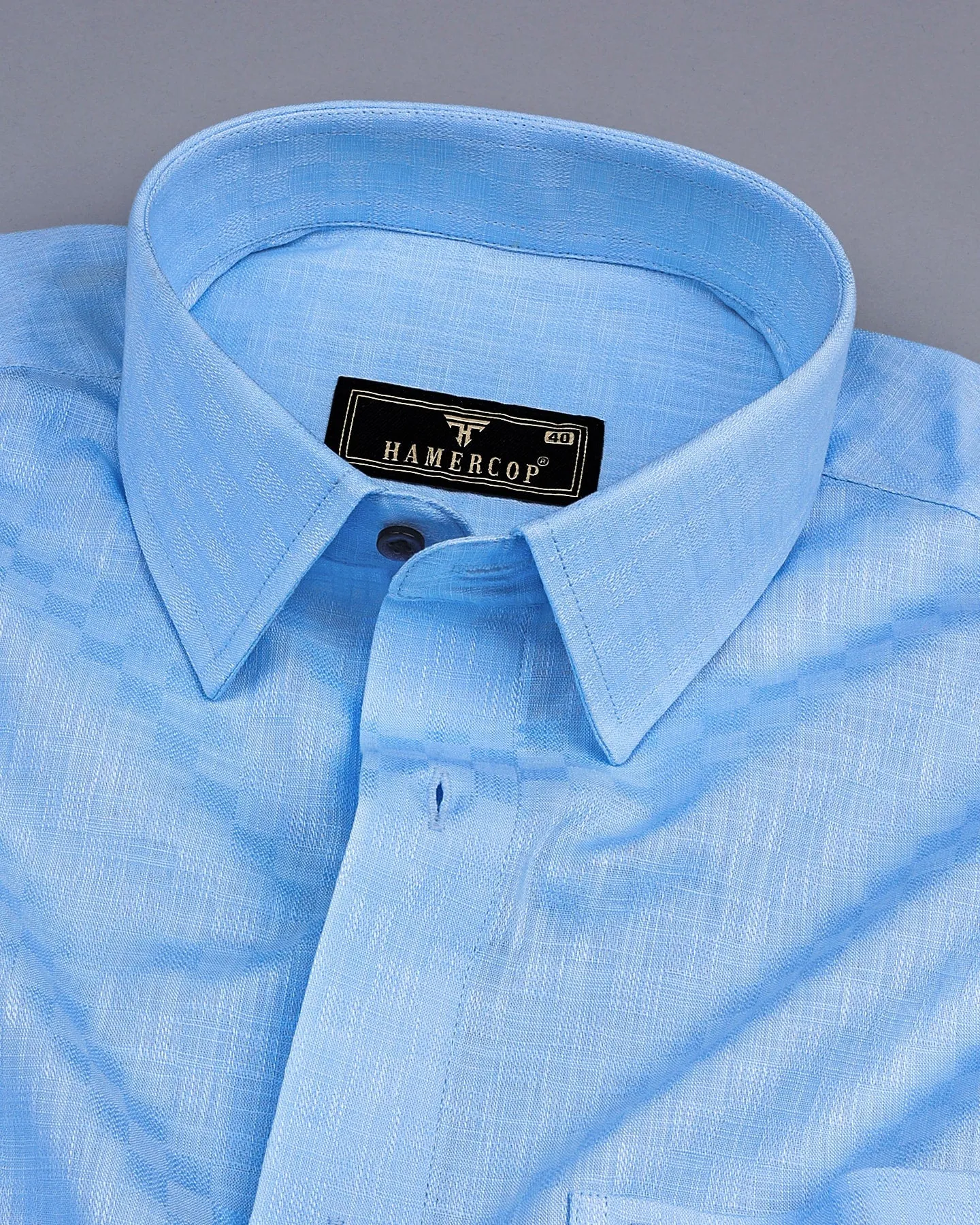 Liza SkyBlue Amsler Dobby Cotton Solid Shirt