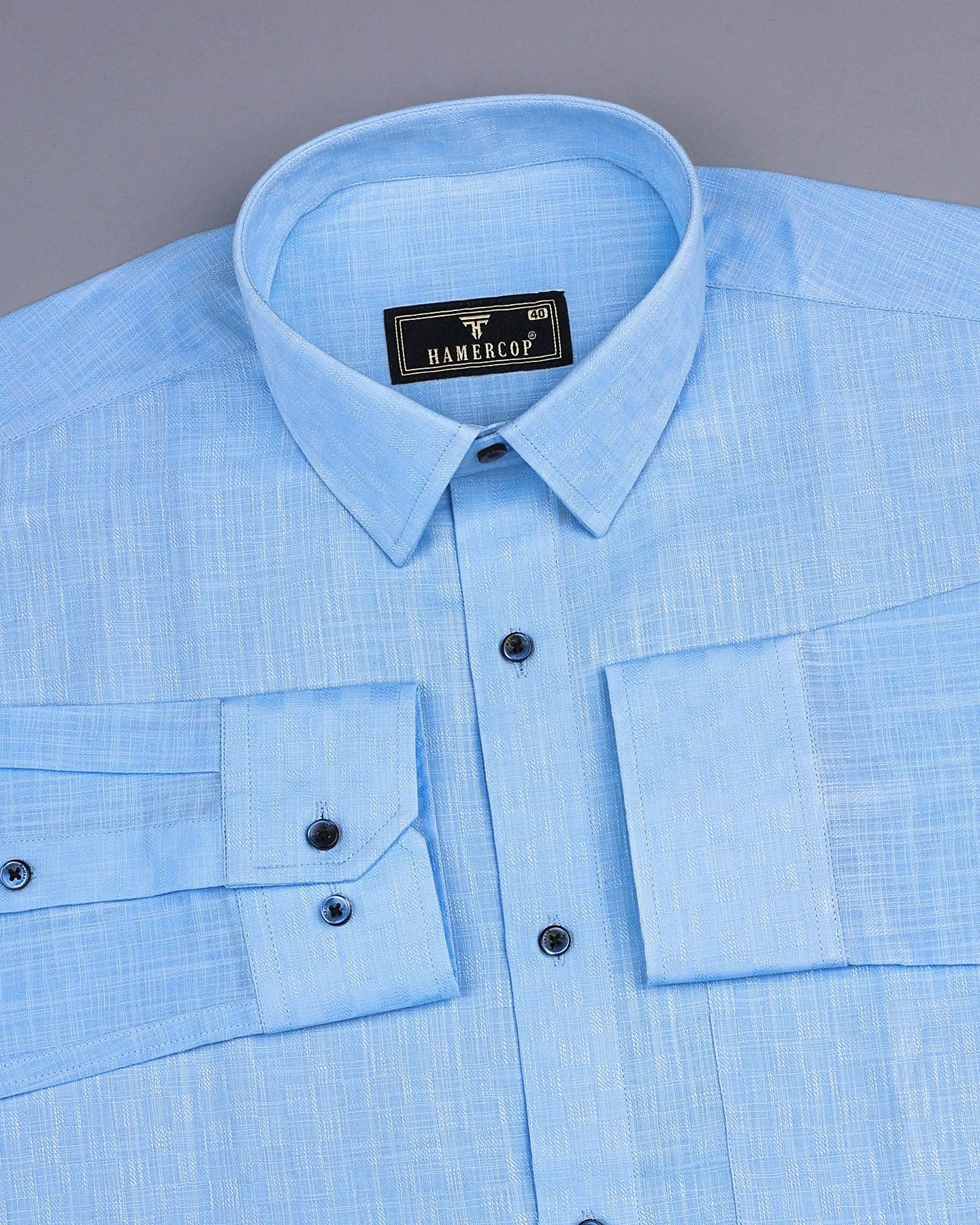 Liza SkyBlue Amsler Dobby Cotton Solid Shirt