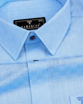 Liza SkyBlue Amsler Dobby Cotton Solid Shirt