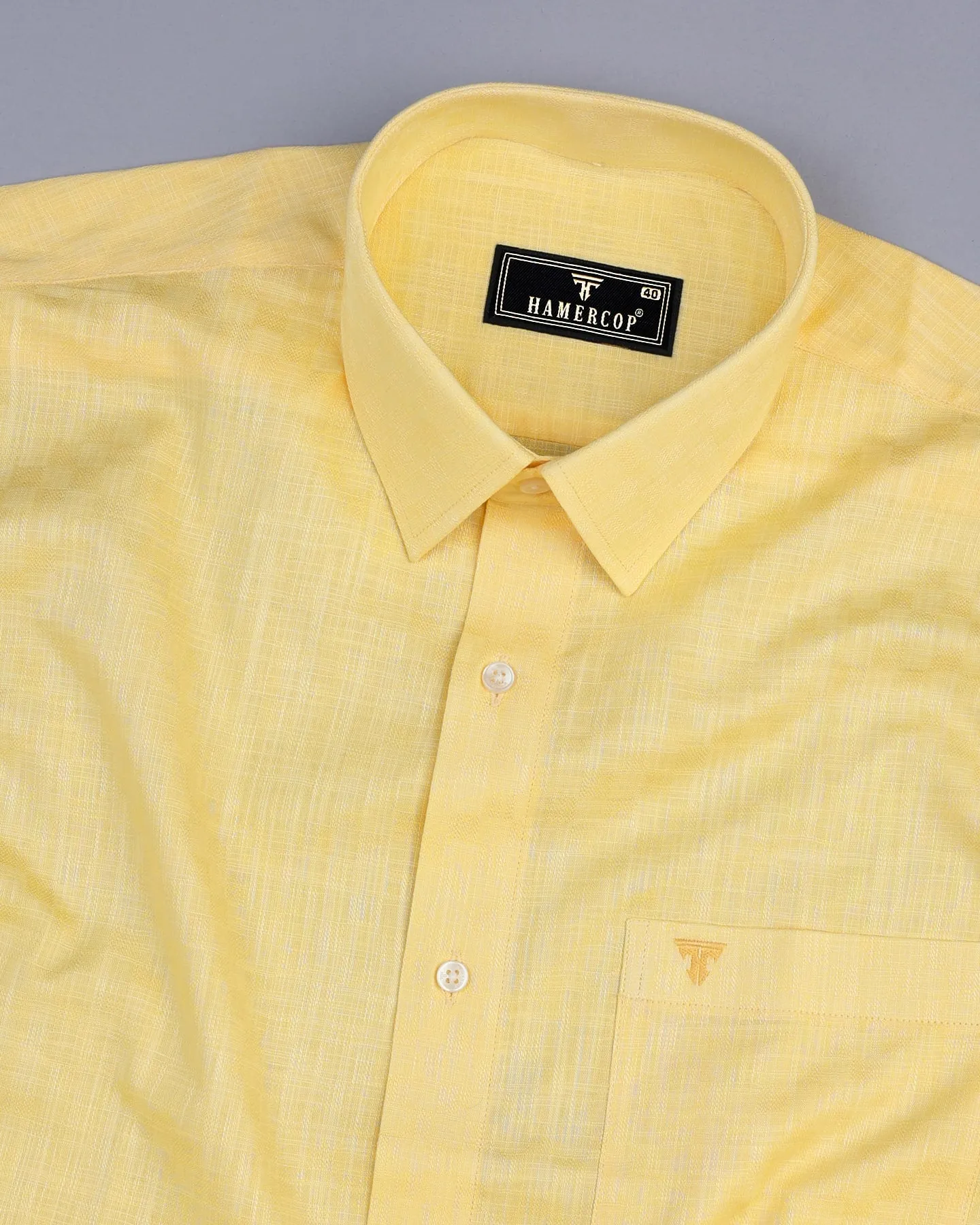 Liza Yellow Amsler Dobby Cotton Solid Shirt