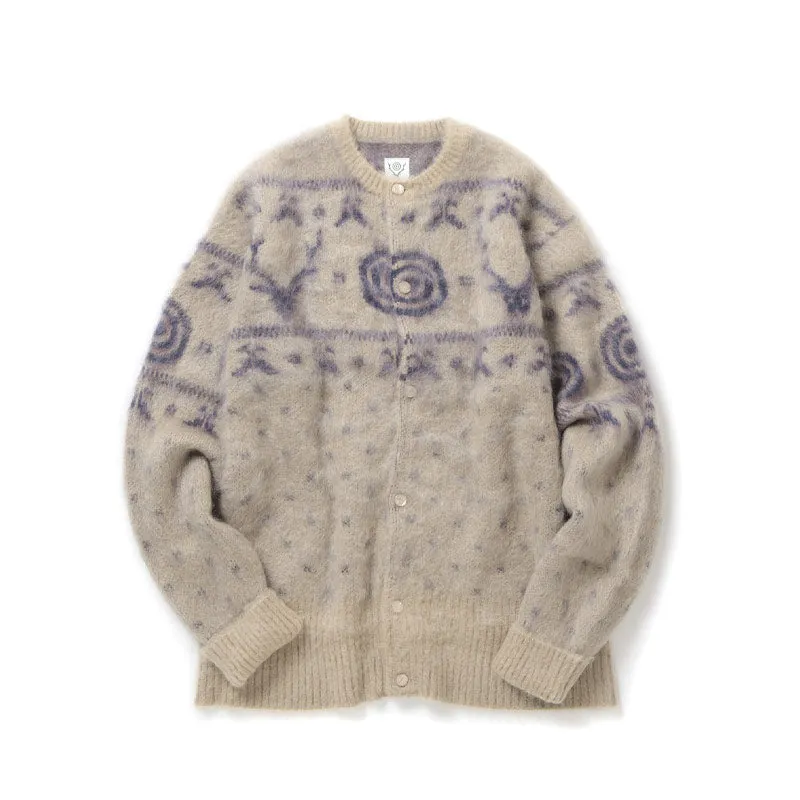 Loose Fit Crew Neck Cardigan Beige