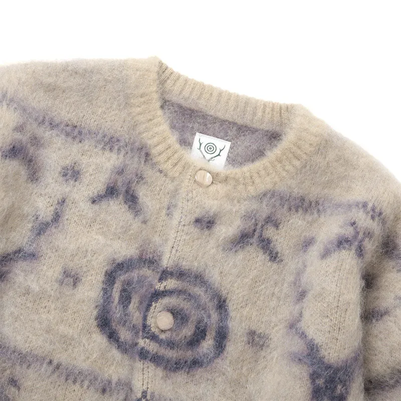 Loose Fit Crew Neck Cardigan Beige