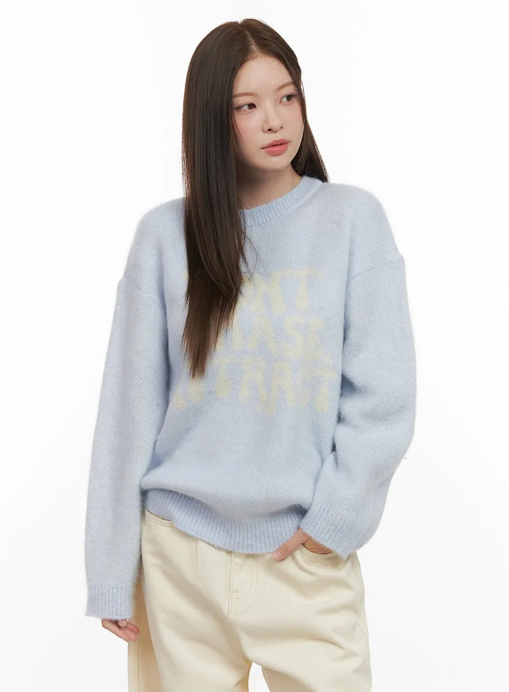 Loose-Fit Graphic Lettering Sweater OD412