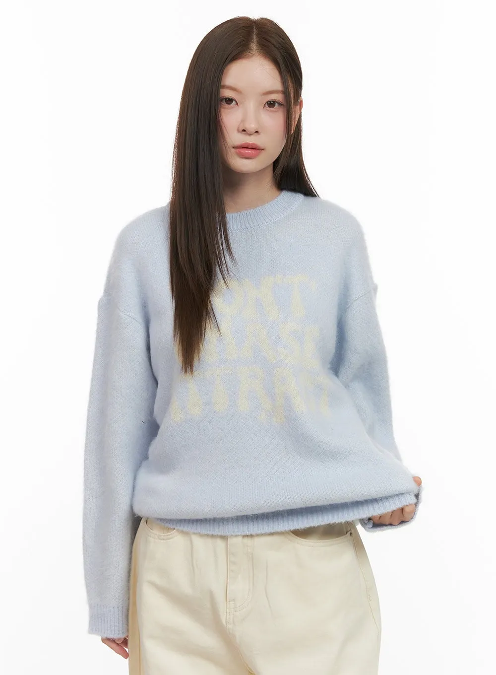 Loose-Fit Graphic Lettering Sweater OD412