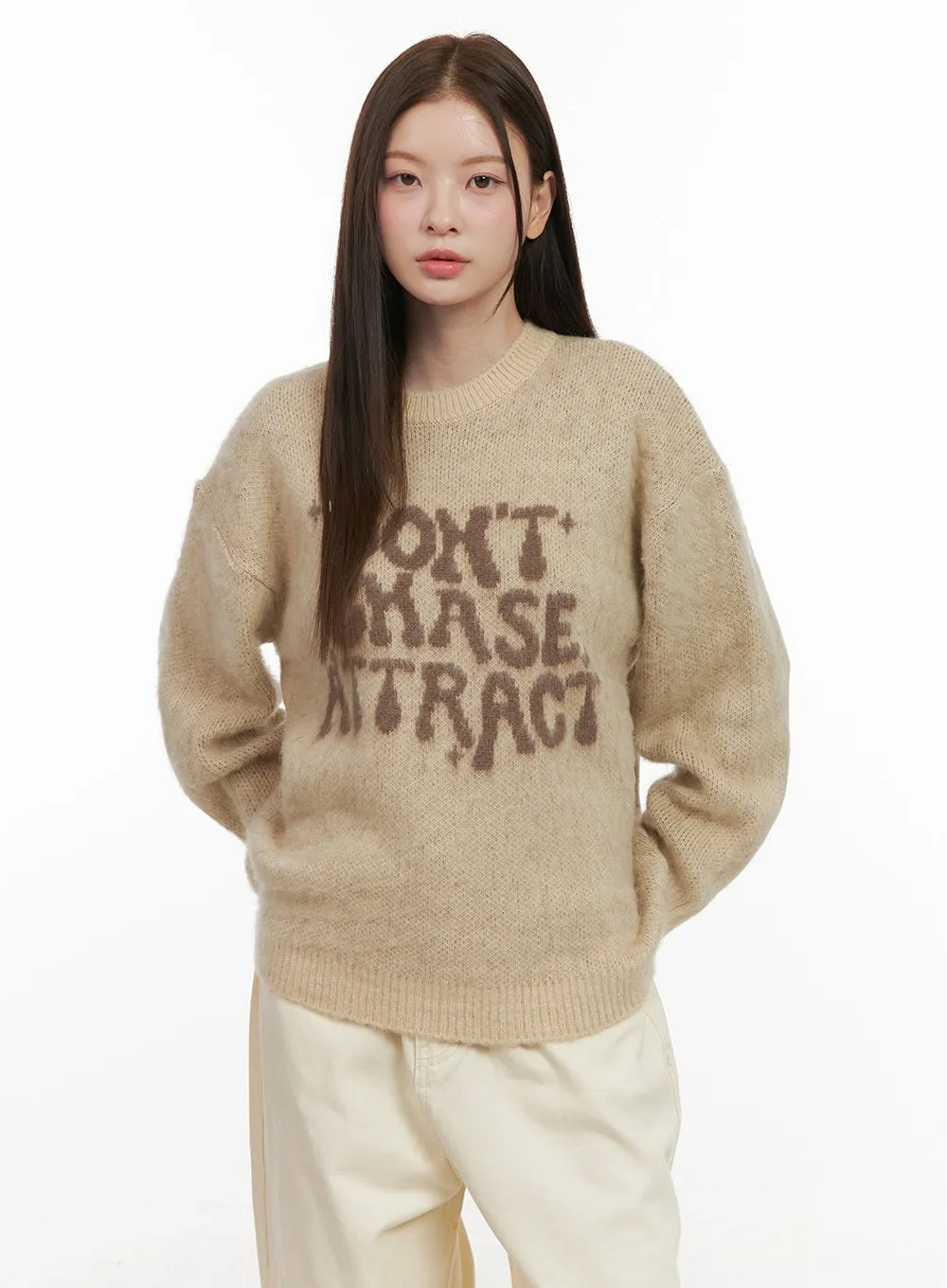 Loose-Fit Graphic Lettering Sweater OD412