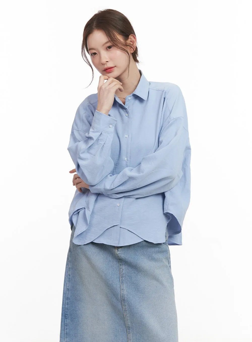 Loose-Fit Layered Collared Shirt CM511