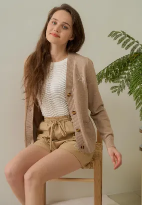 Meil Knitted Long Sleeve Cardigan (Brown)