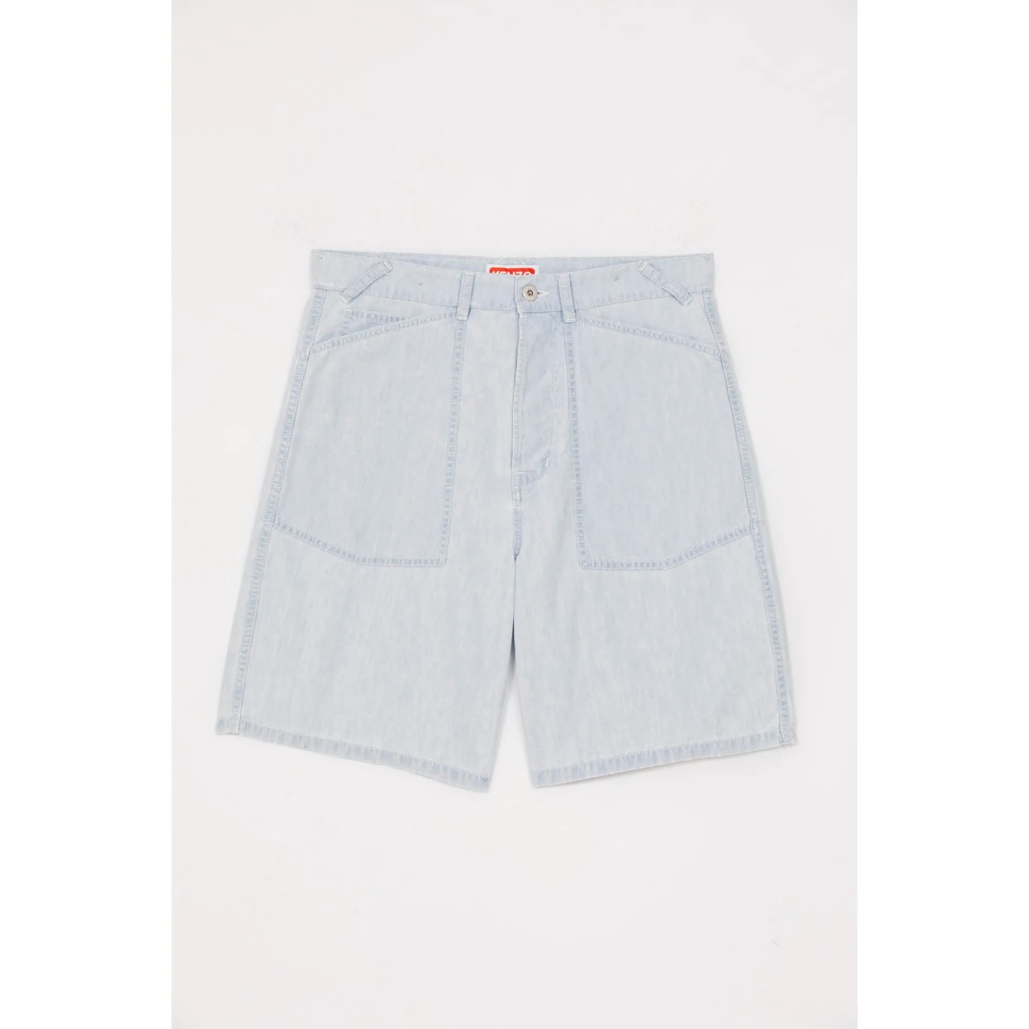 Men Sailor Loose Fit Denim Short - Bleached Blue Denim