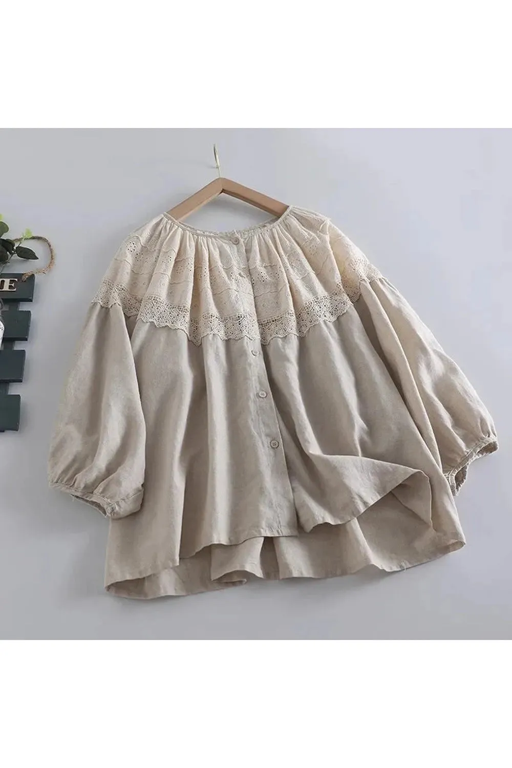Mori Girl Loose Fit Embroidered Shirt