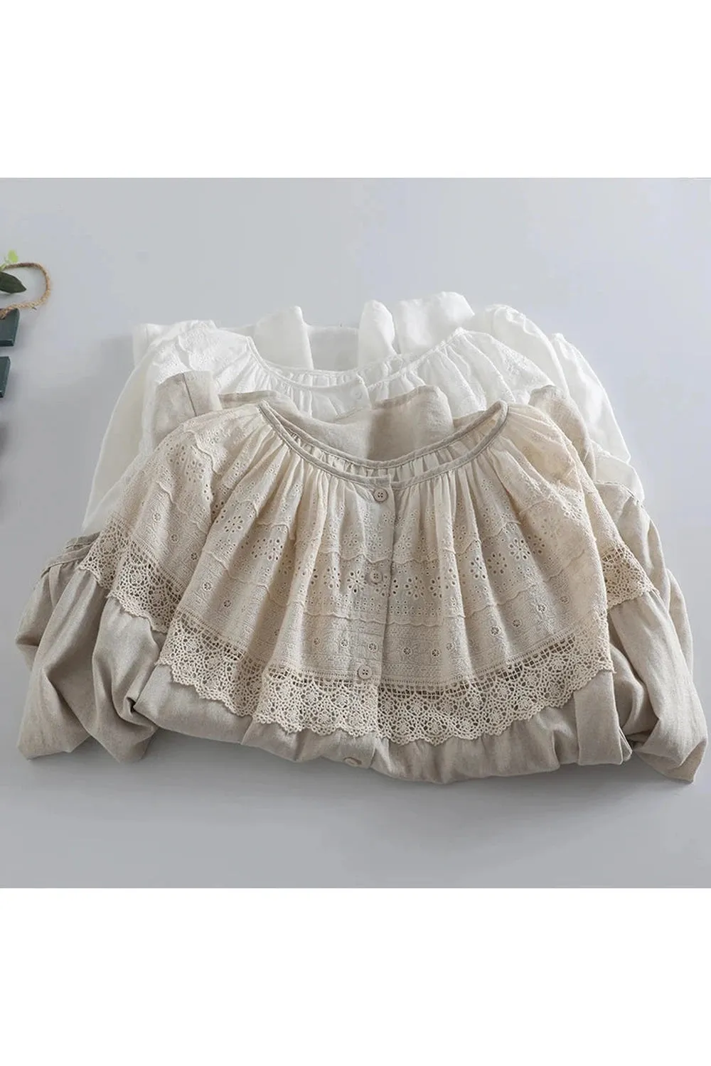 Mori Girl Loose Fit Embroidered Shirt