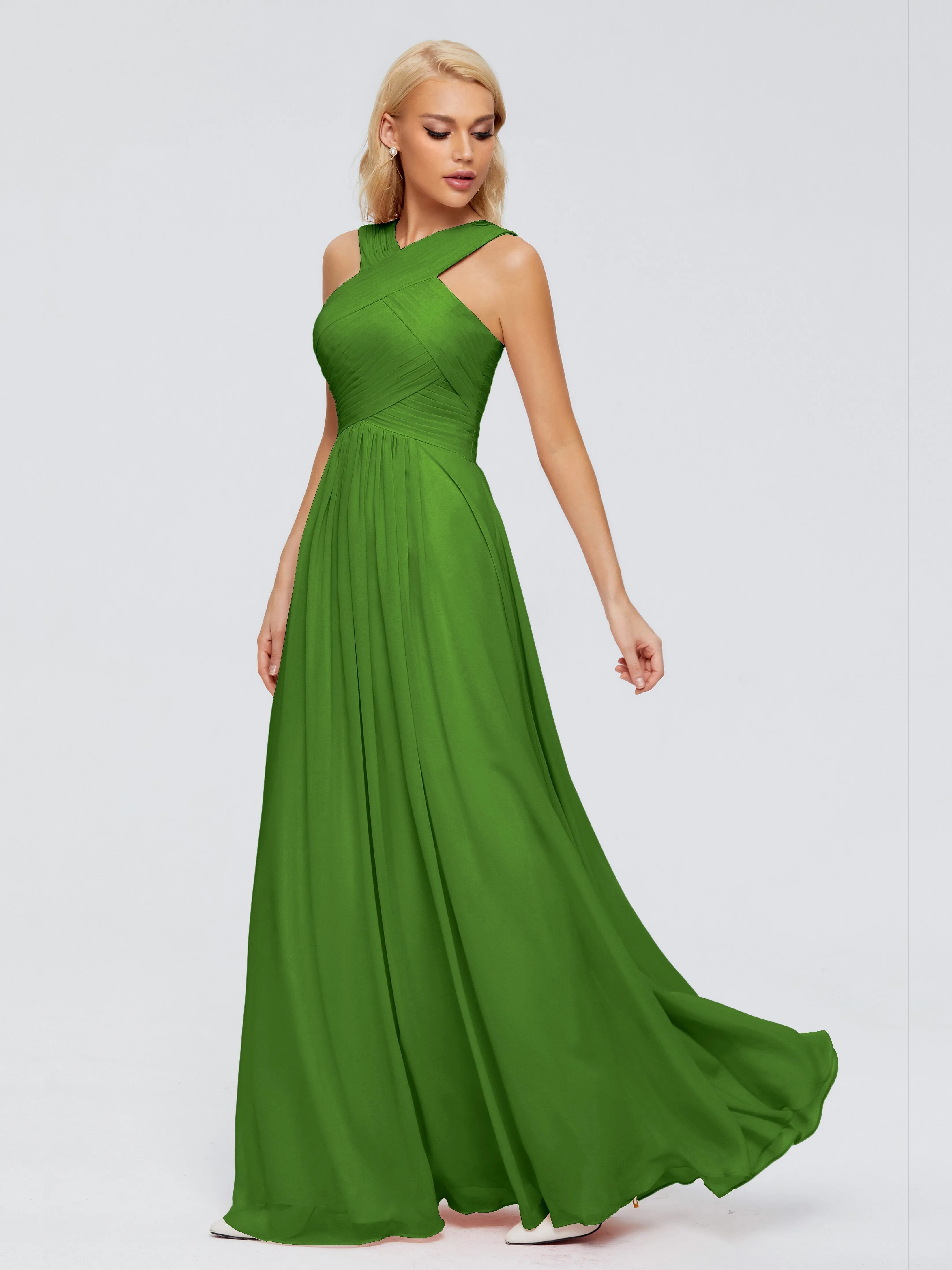 Moss Green Bridesmaid Dresses Aliyah Charming A-Line Straps Chiffon Bridesmaid Dresses