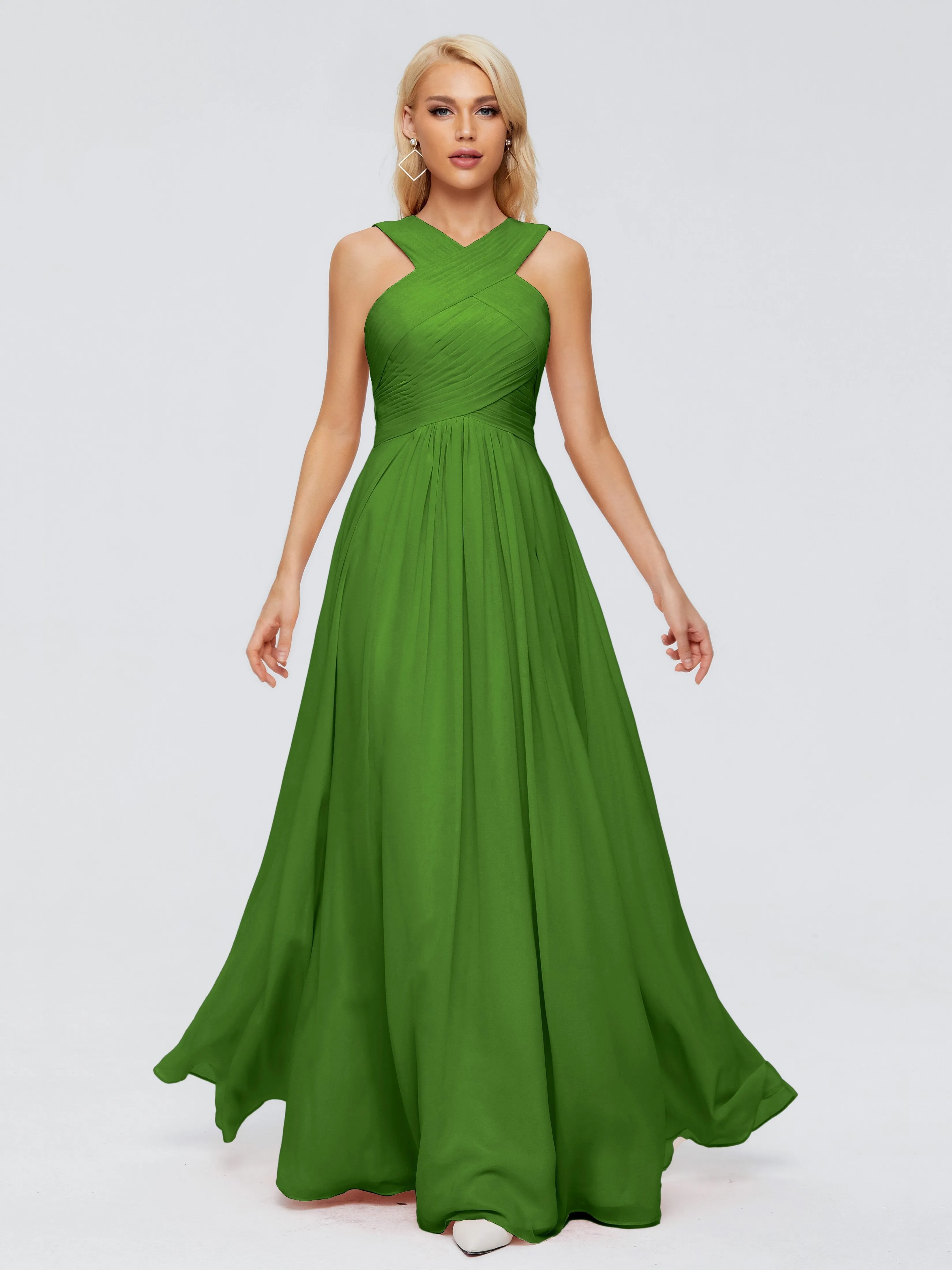 Moss Green Bridesmaid Dresses Aliyah Charming A-Line Straps Chiffon Bridesmaid Dresses