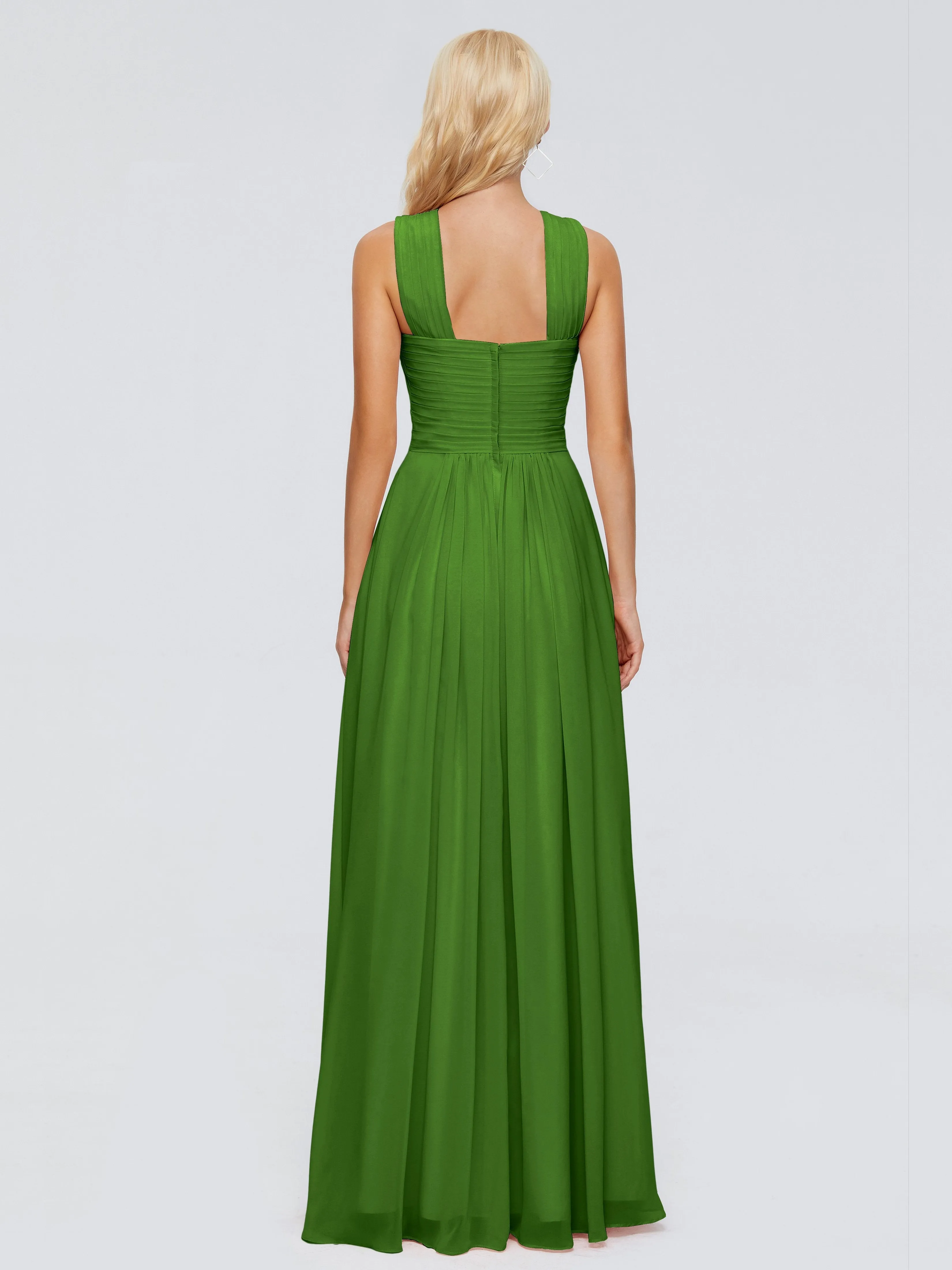 Moss Green Bridesmaid Dresses Aliyah Charming A-Line Straps Chiffon Bridesmaid Dresses