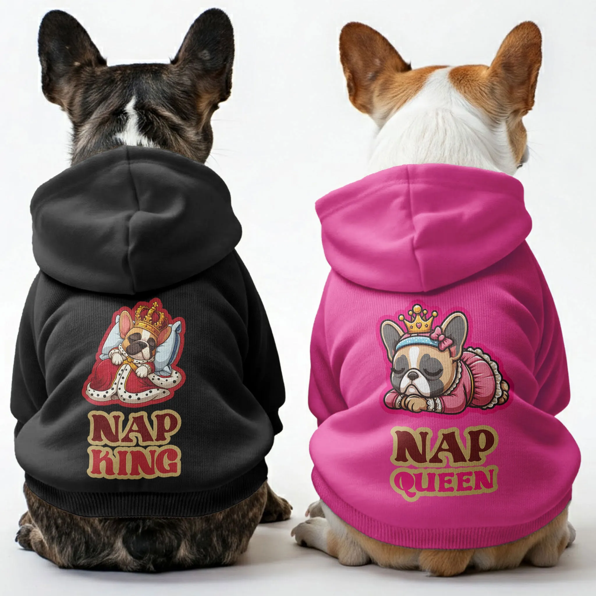 Nap king and Nap queen - Matching French Bulldog Hoodies – Stylish, Cozy & Personalized!