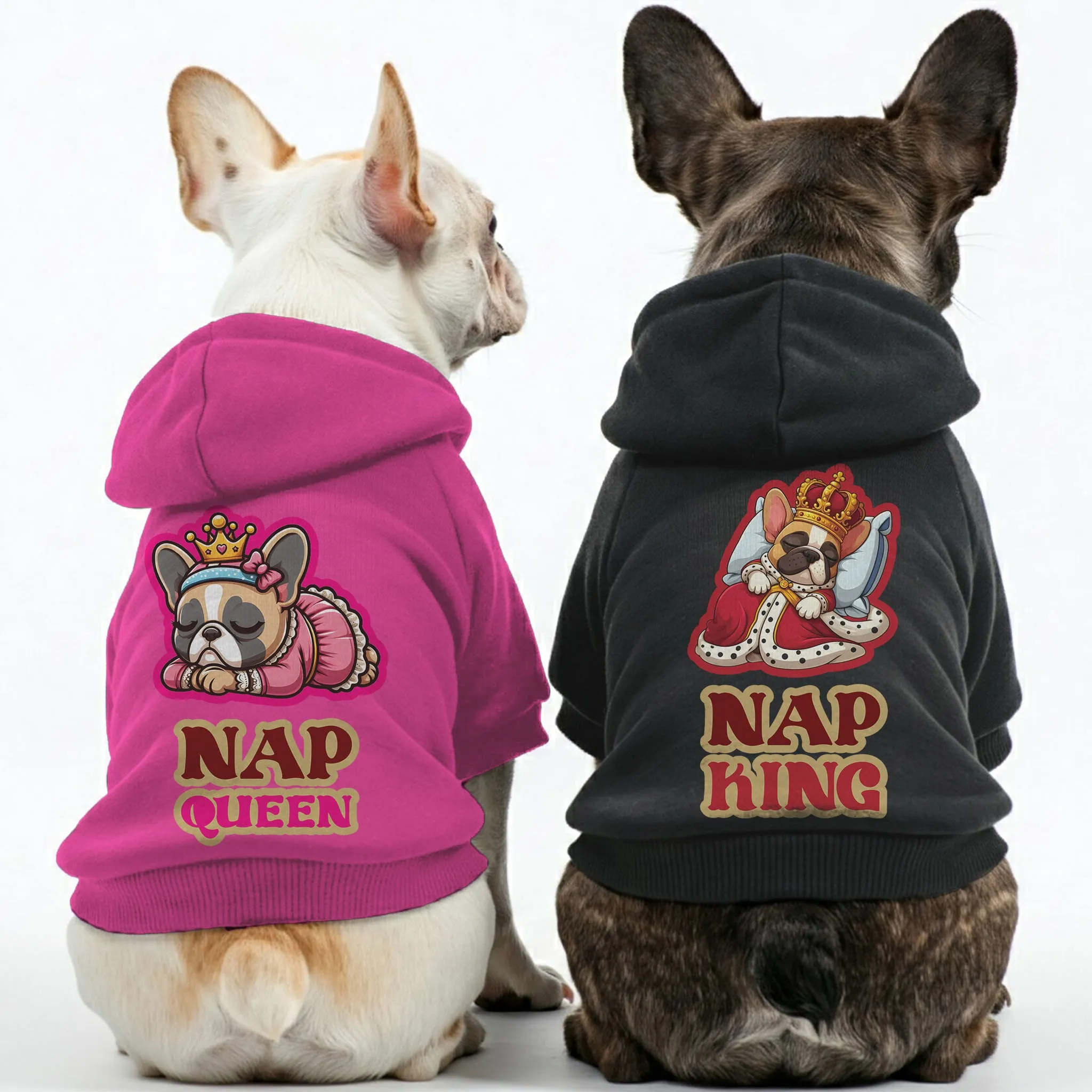 Nap king and Nap queen - Matching French Bulldog Hoodies – Stylish, Cozy & Personalized!