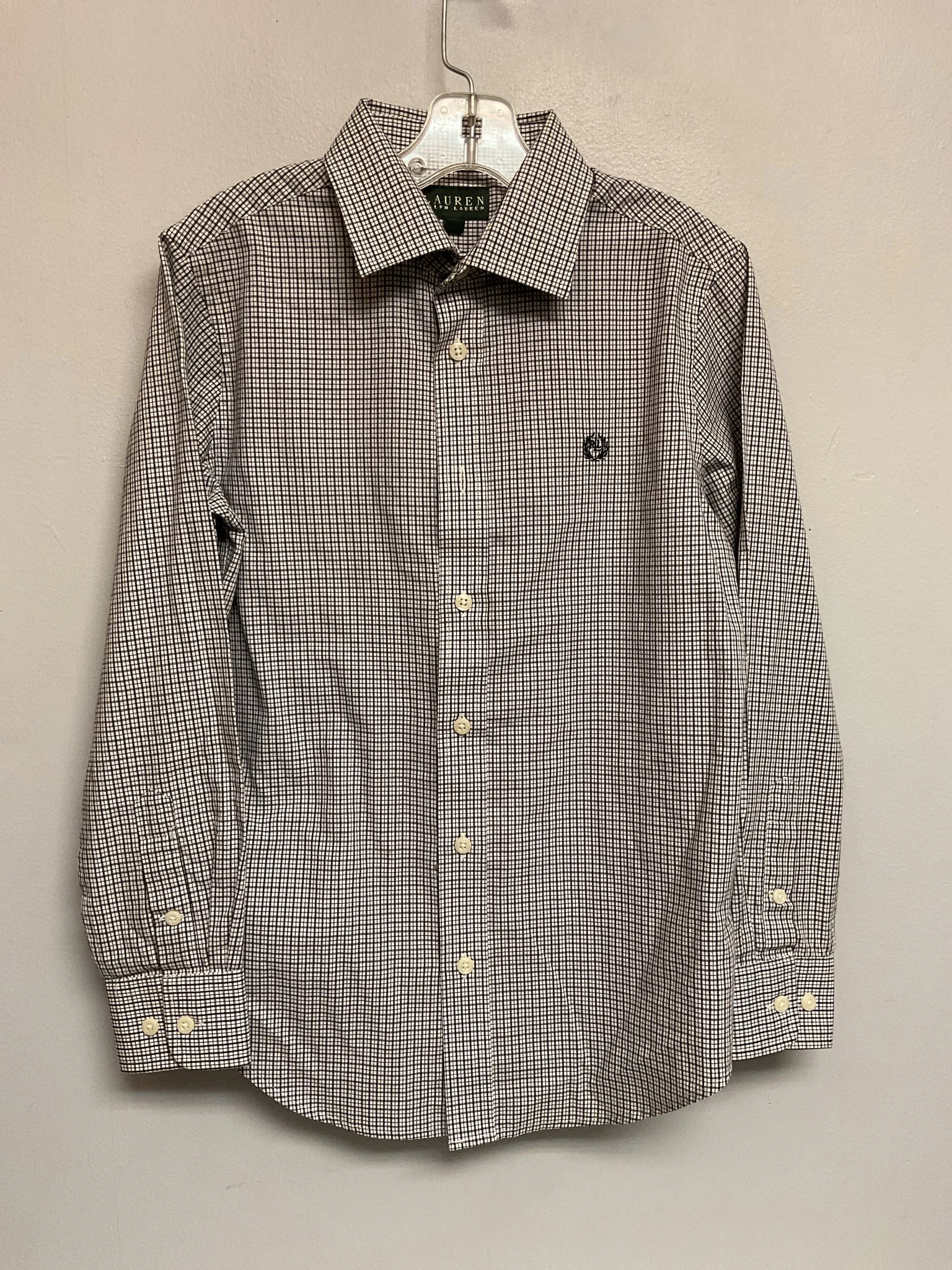 Ralph Lauren Size 12 Black & White Plaid Cotton Big Boys Shirts & Polos