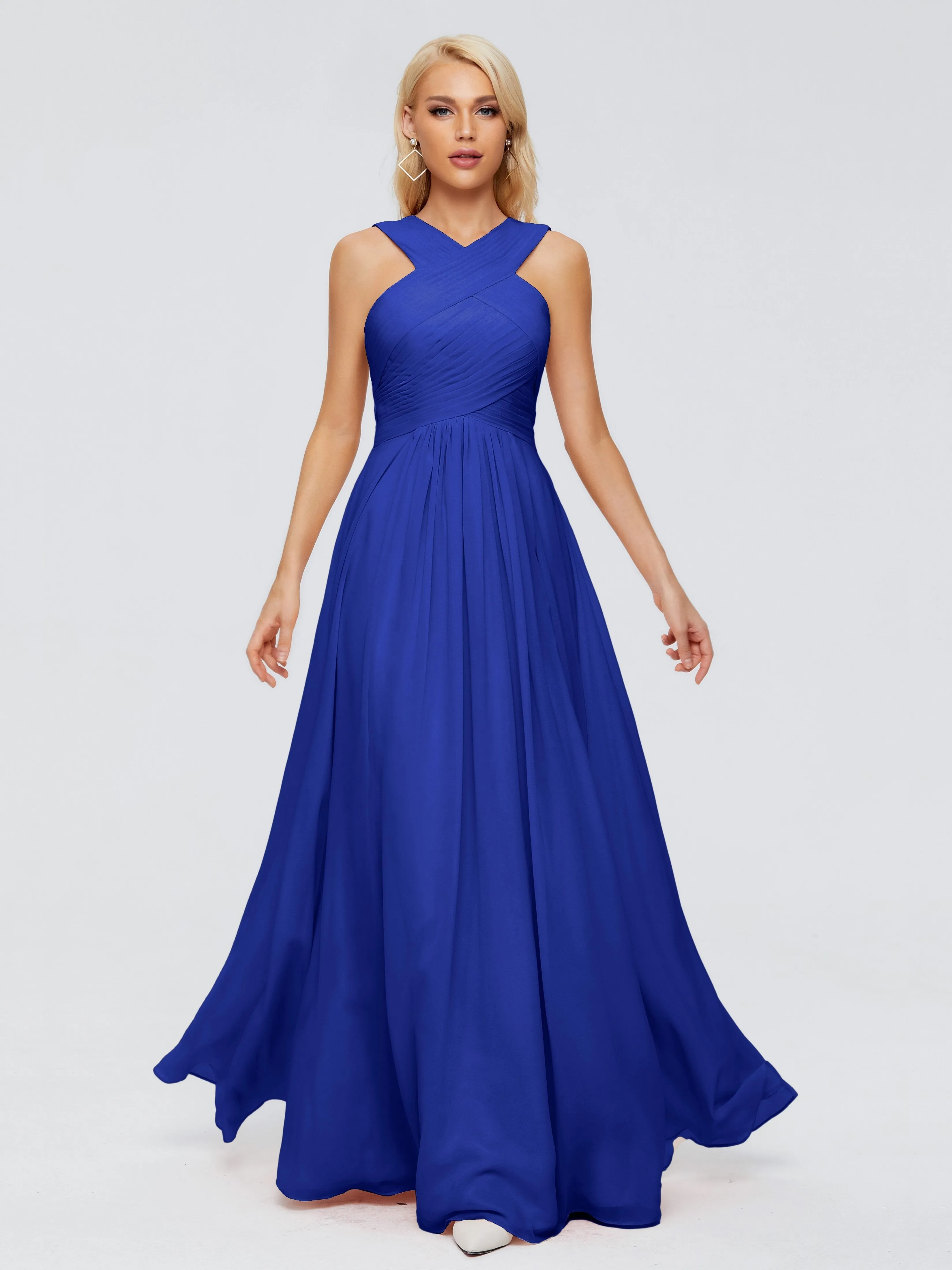 Royal Blue Bridesmaid Dresses Aliyah Charming A-Line Straps Chiffon Bridesmaid Dresses