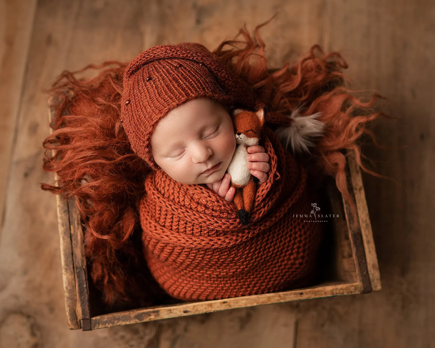Rust brown, burnt orange, knitted long wrap and hat set, newborn, beads, Made to order