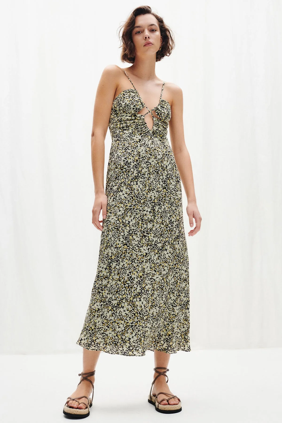 Shona Joy Tammy Keyhole Lace Front Midi Dress