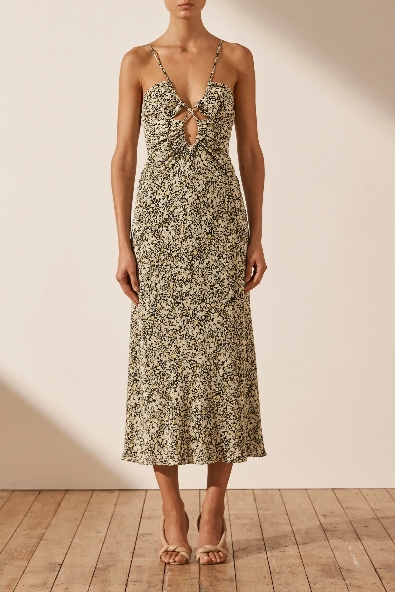 Shona Joy Tammy Keyhole Lace Front Midi Dress