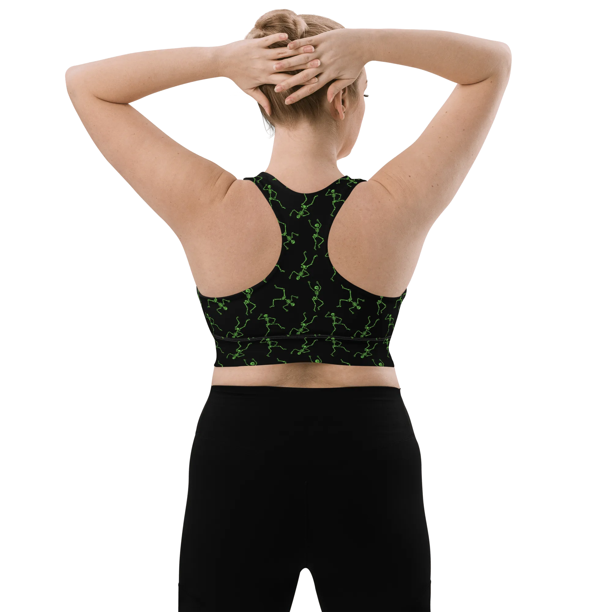 Skeleton Rave Longline Sports Bra (READY TO SHIP)