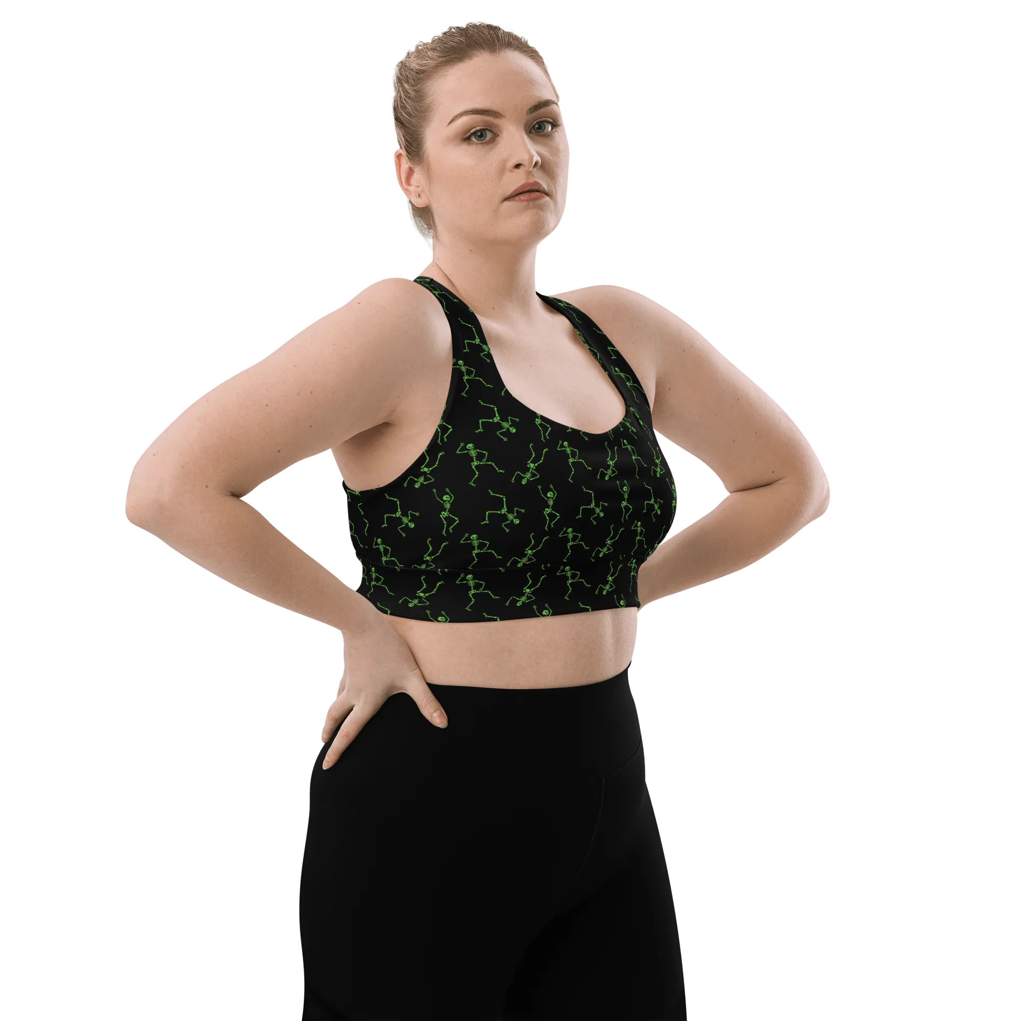Skeleton Rave Longline Sports Bra (READY TO SHIP)