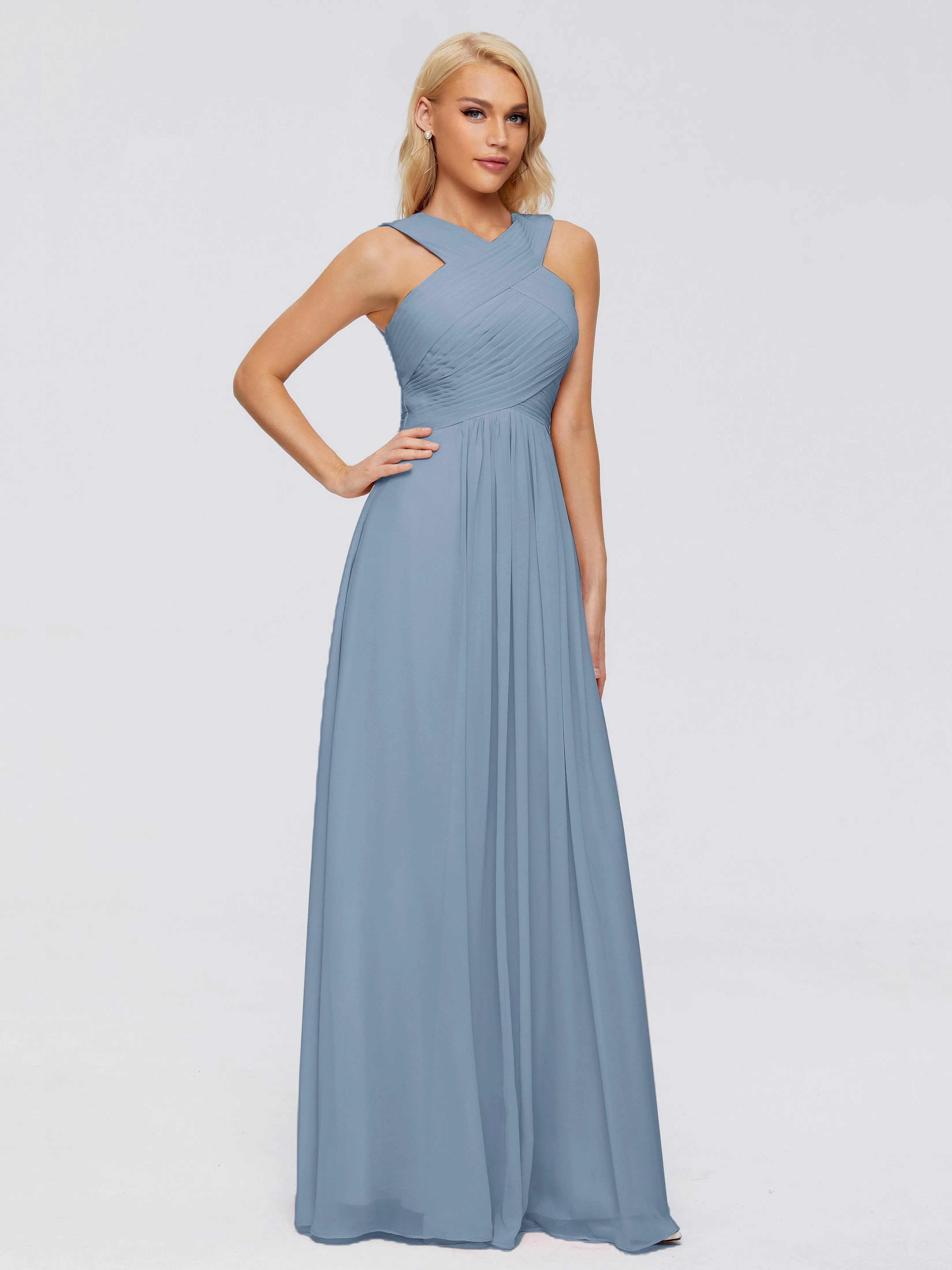 Slate Blue Bridesmaid Dresses Aliyah Charming A-Line Straps Chiffon Bridesmaid Dresses