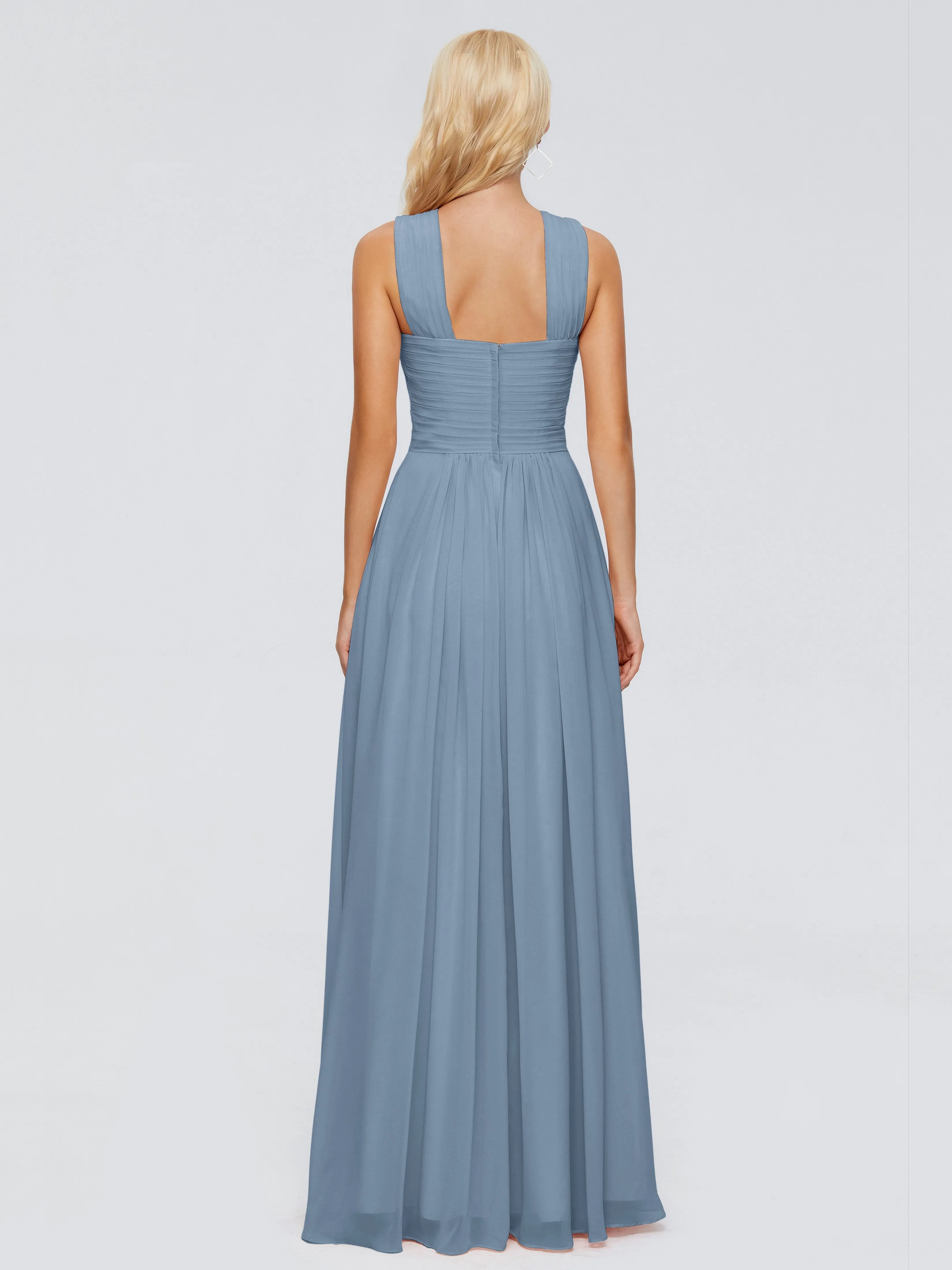Slate Blue Bridesmaid Dresses Aliyah Charming A-Line Straps Chiffon Bridesmaid Dresses