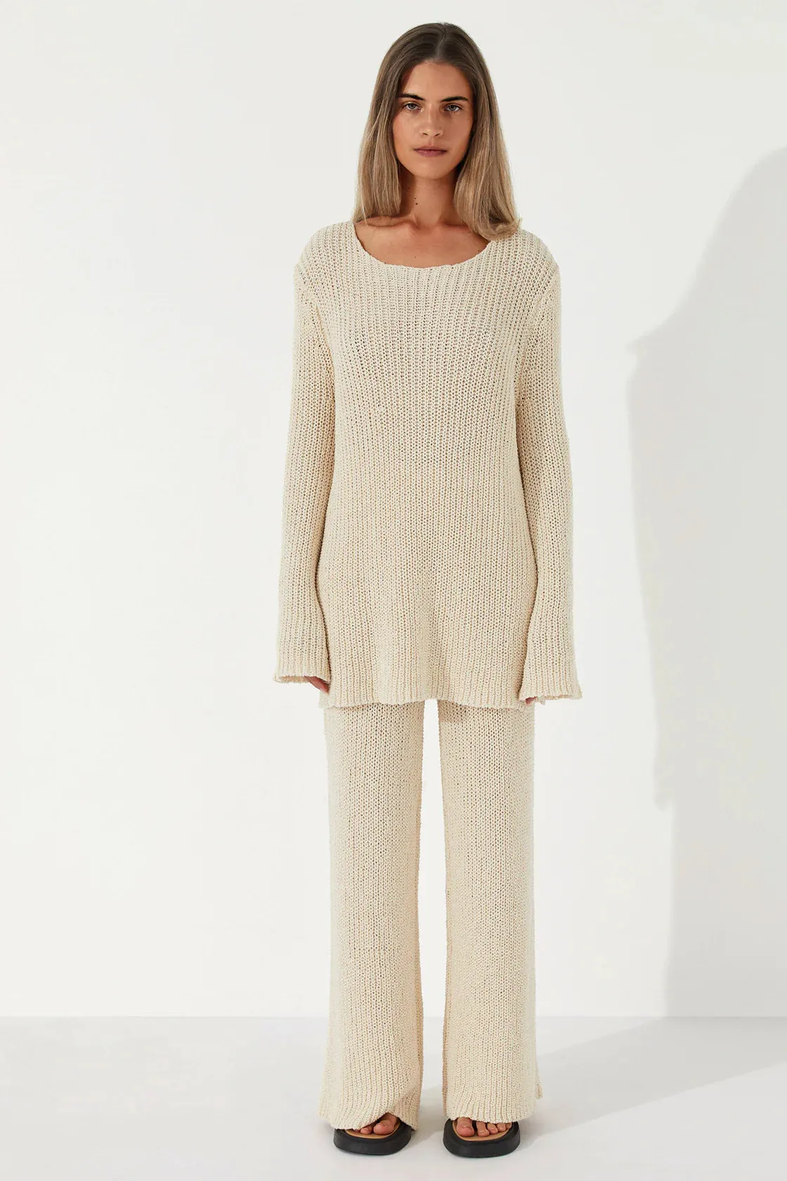 STONE COTTON BLEND KNIT JUMPER