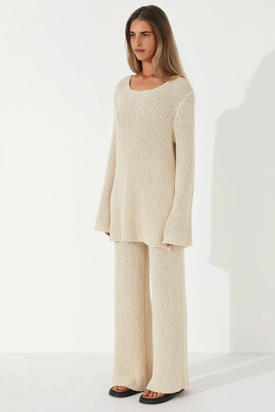 STONE COTTON BLEND KNIT JUMPER