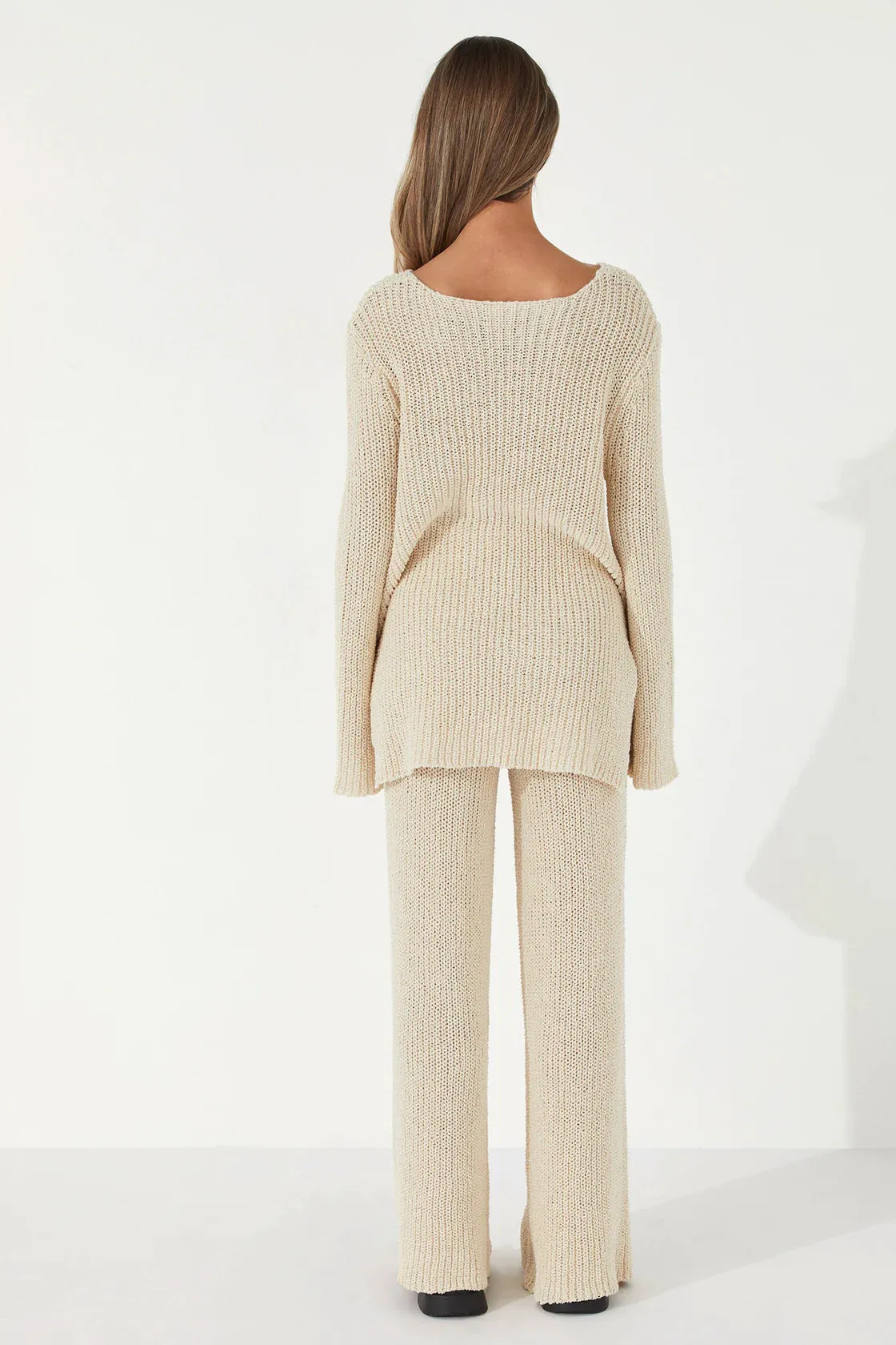 STONE COTTON BLEND KNIT JUMPER